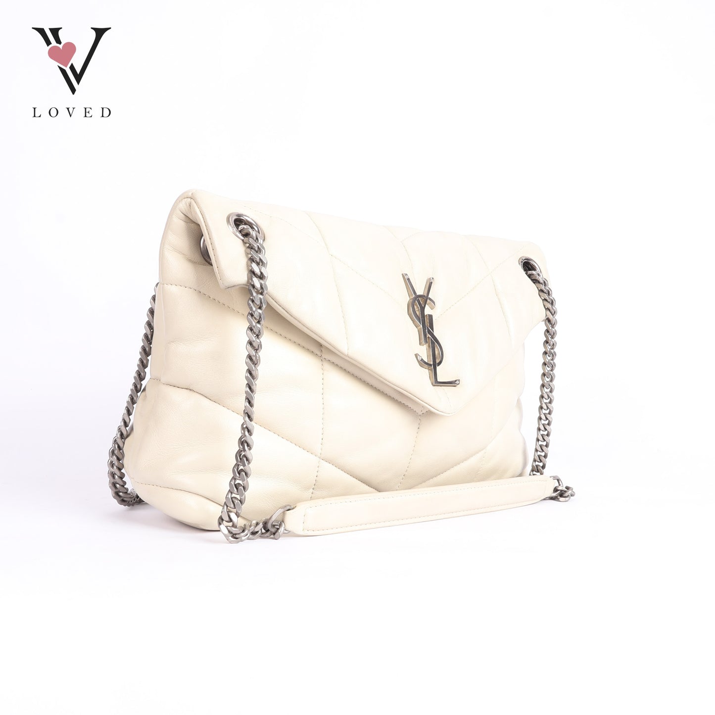 Loulou Puffer In White Shoulder Bag