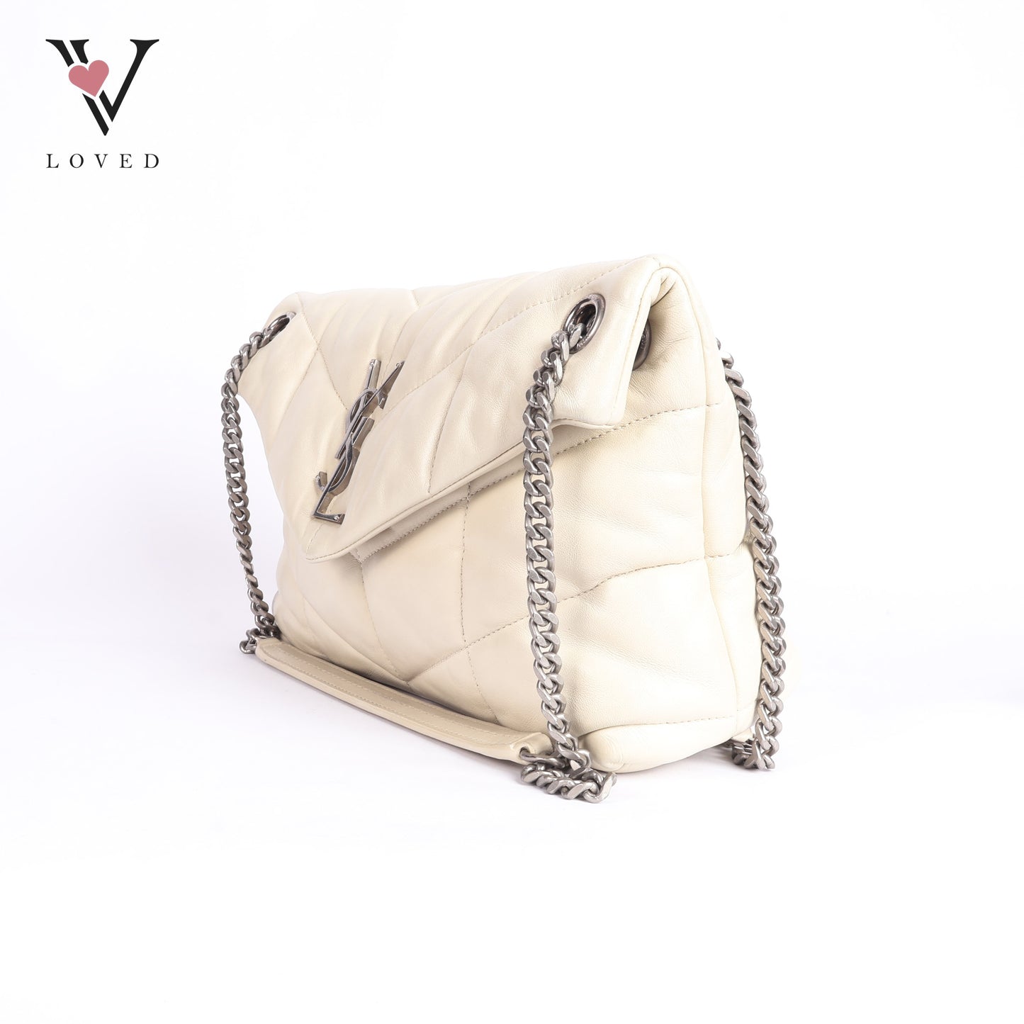 Loulou Puffer In White Shoulder Bag