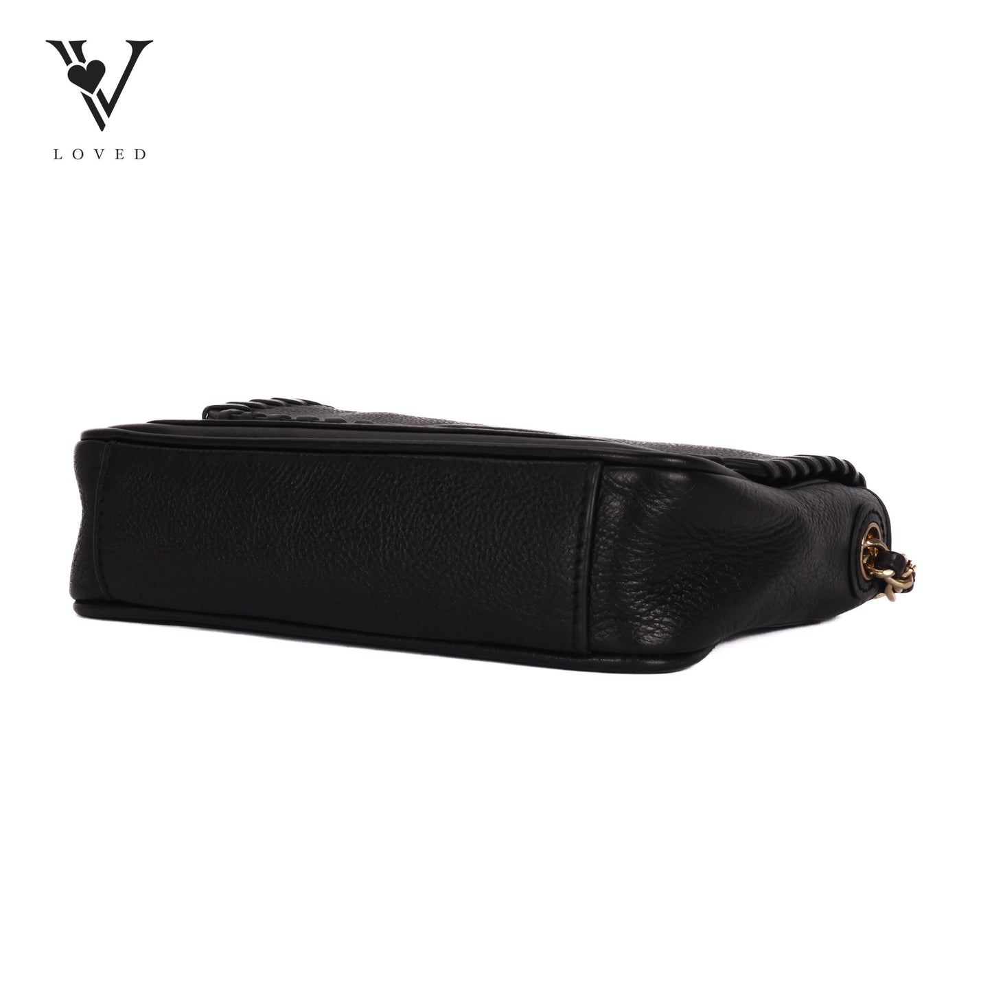 Black Leather Marion Flap Crossbody Bag