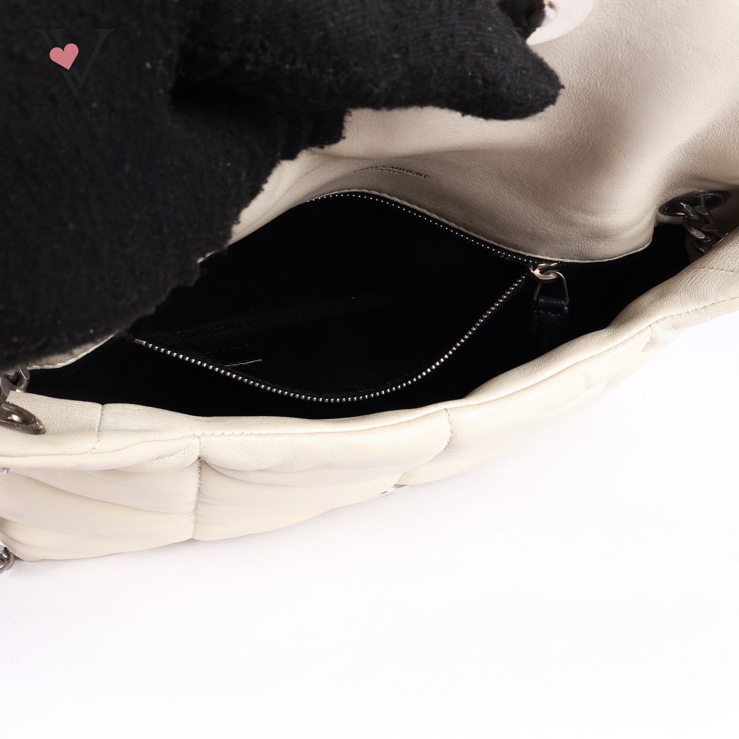 Loulou Puffer In White Shoulder Bag