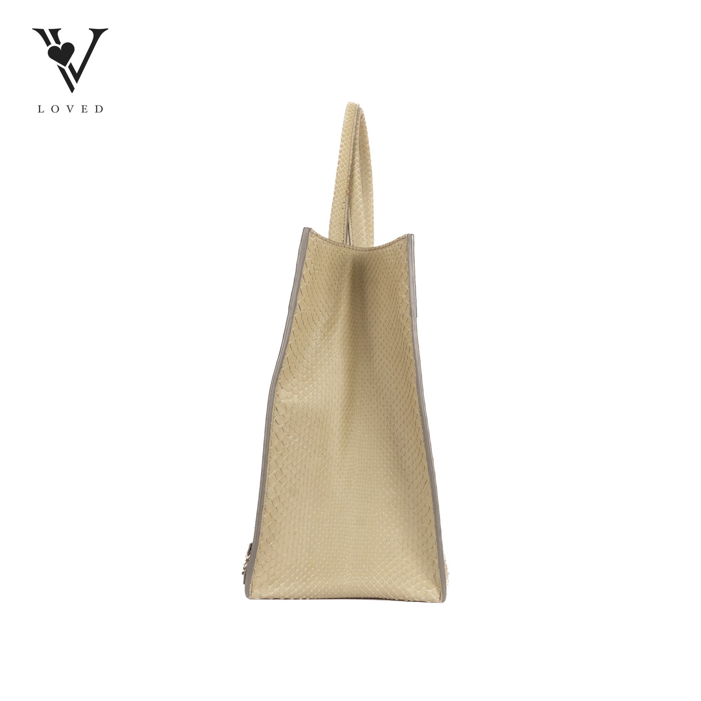 Chic Python Leather Tote In Beige Taupe