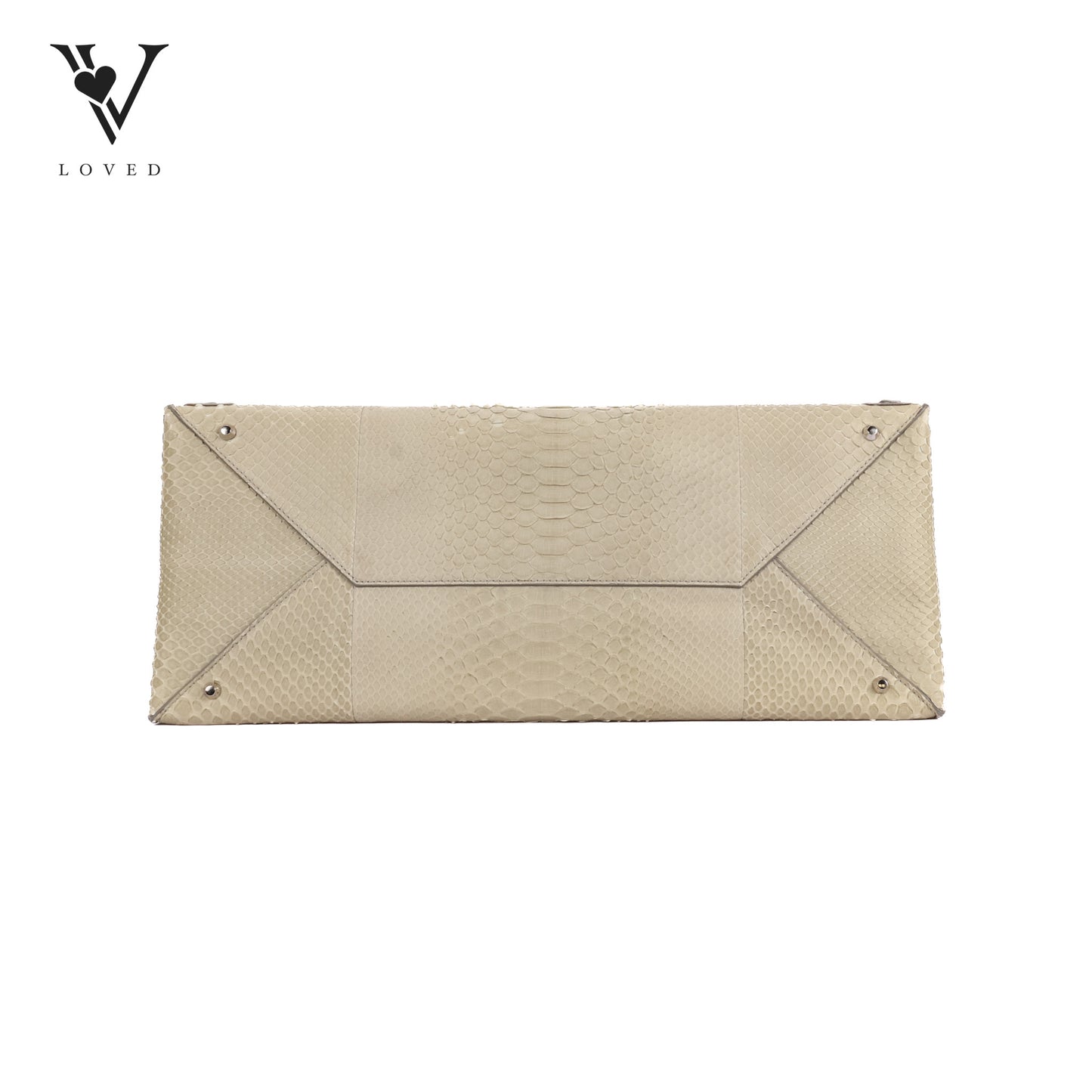 Chic Python Leather Tote In Beige Taupe