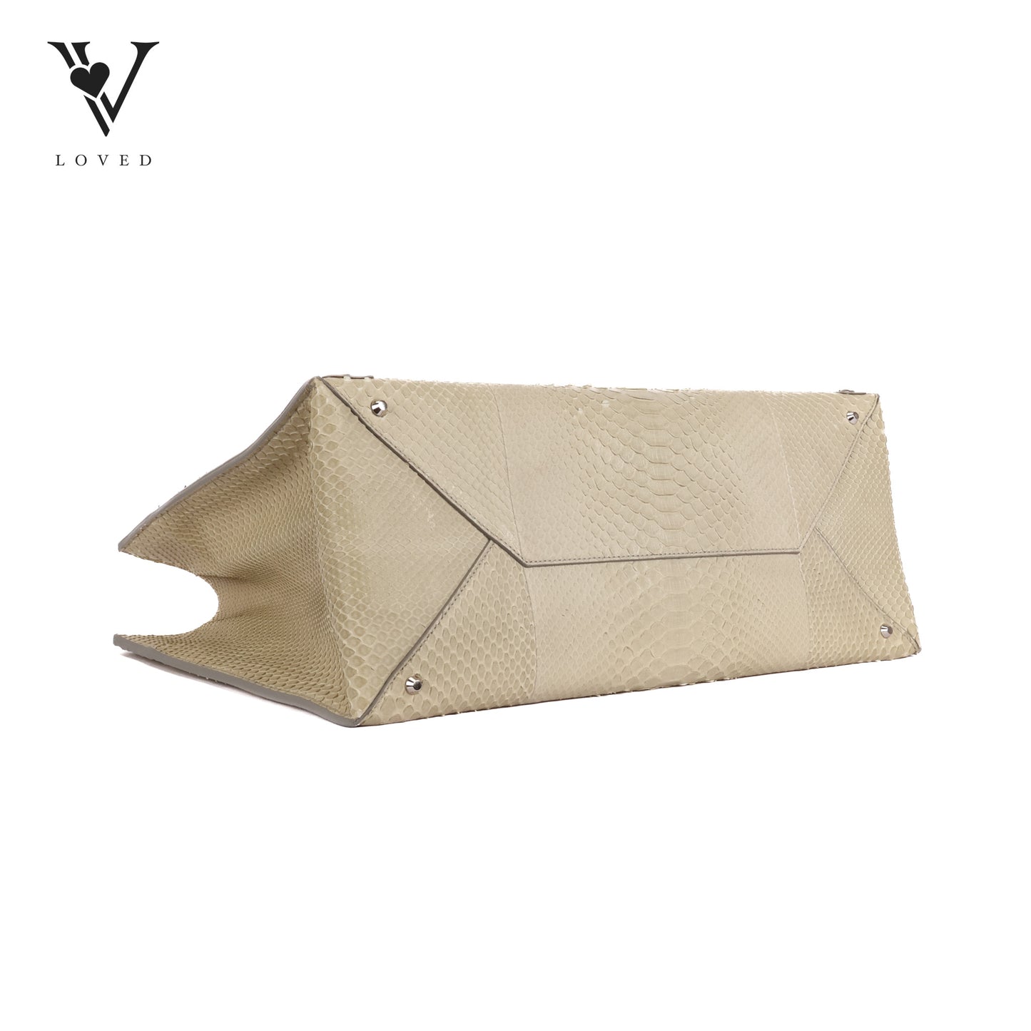 Chic Python Leather Tote In Beige Taupe