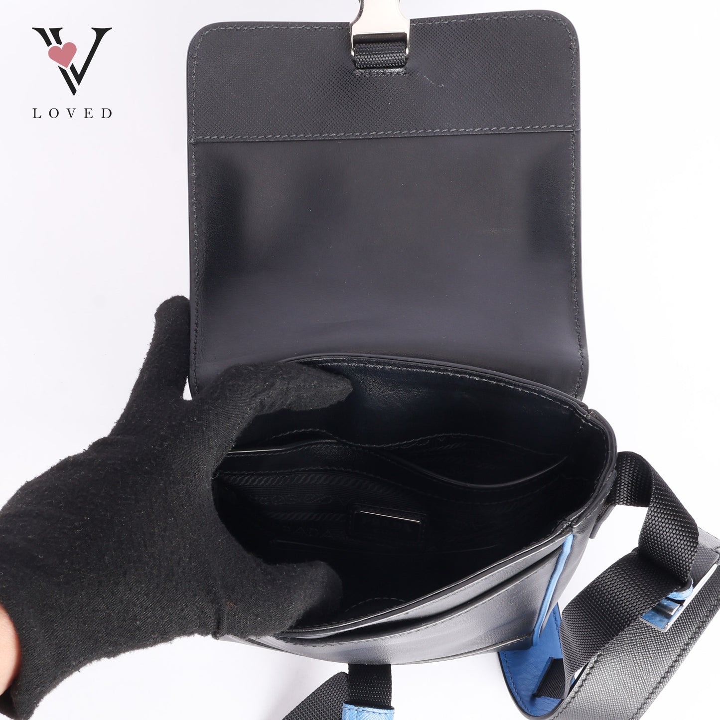 Black Saffiano Buckle Flap