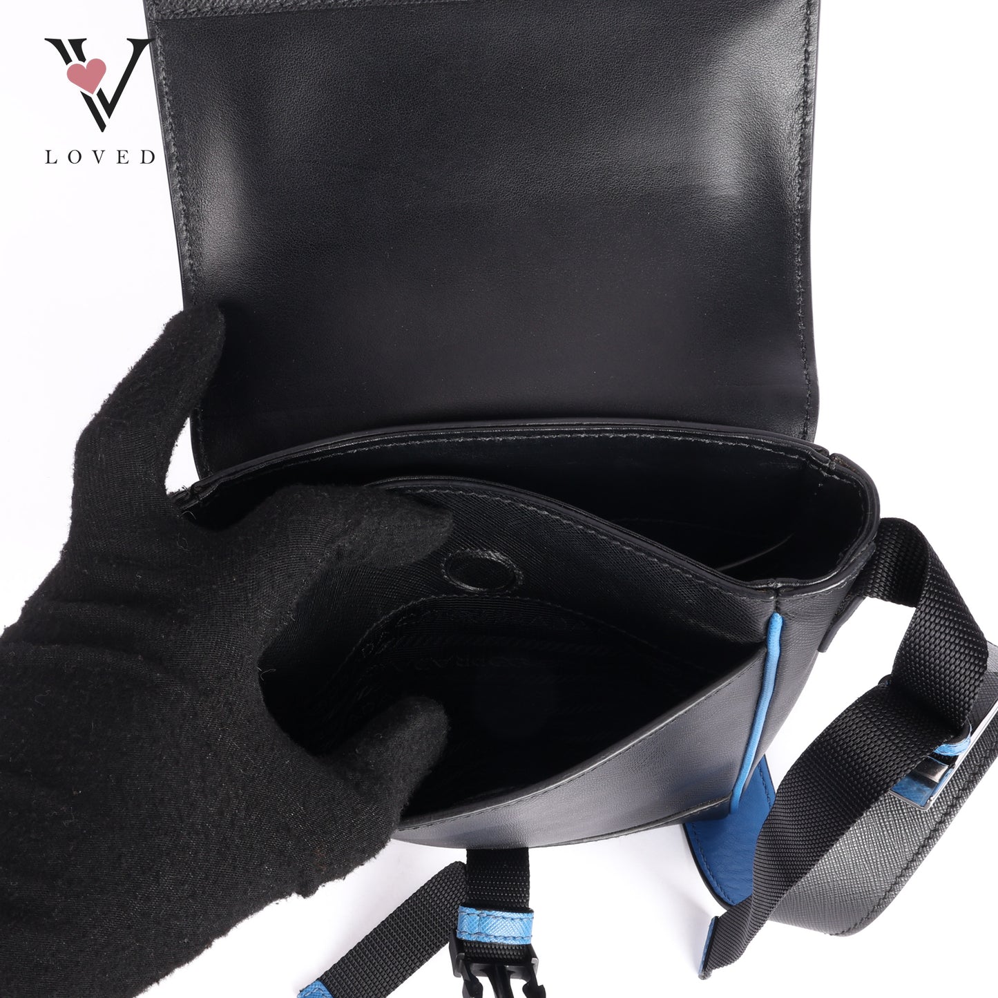 Black Saffiano Buckle Flap