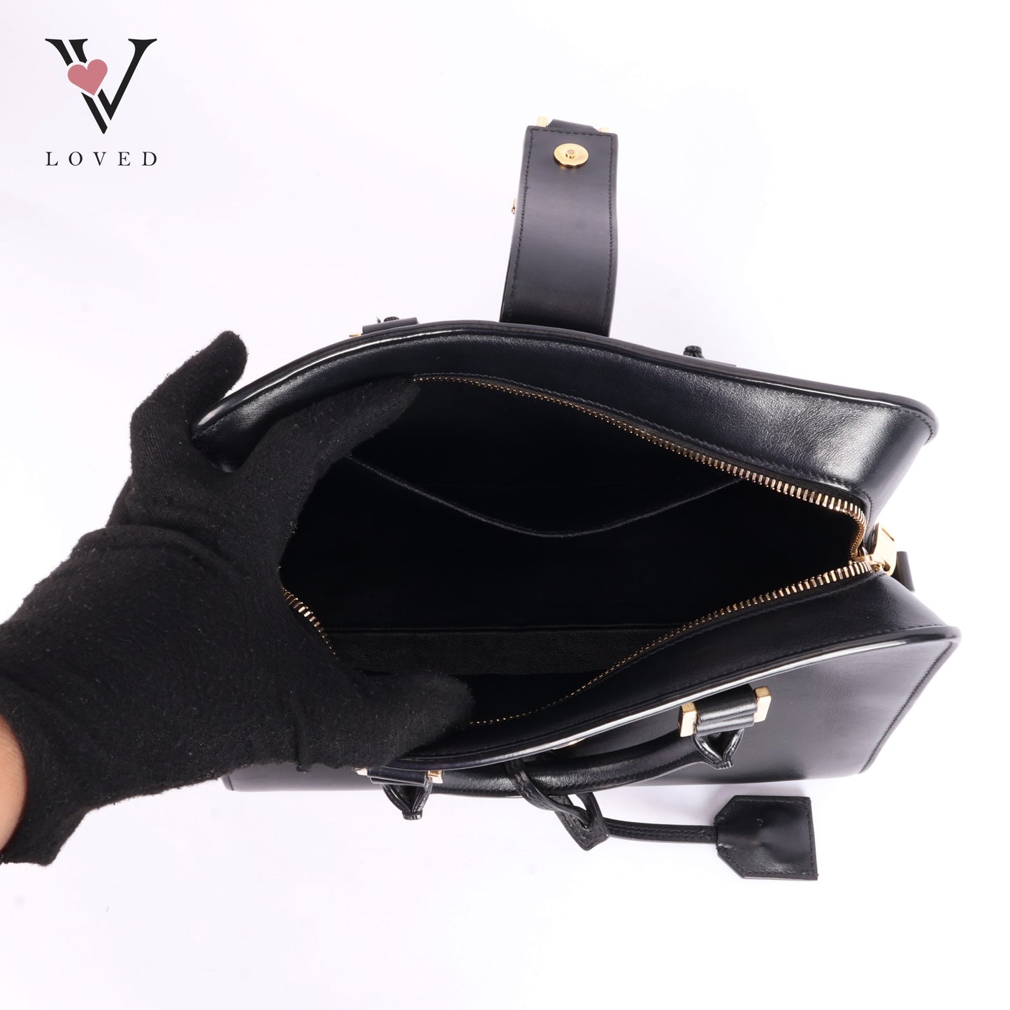 Baby Cabas In Black Leather Tote