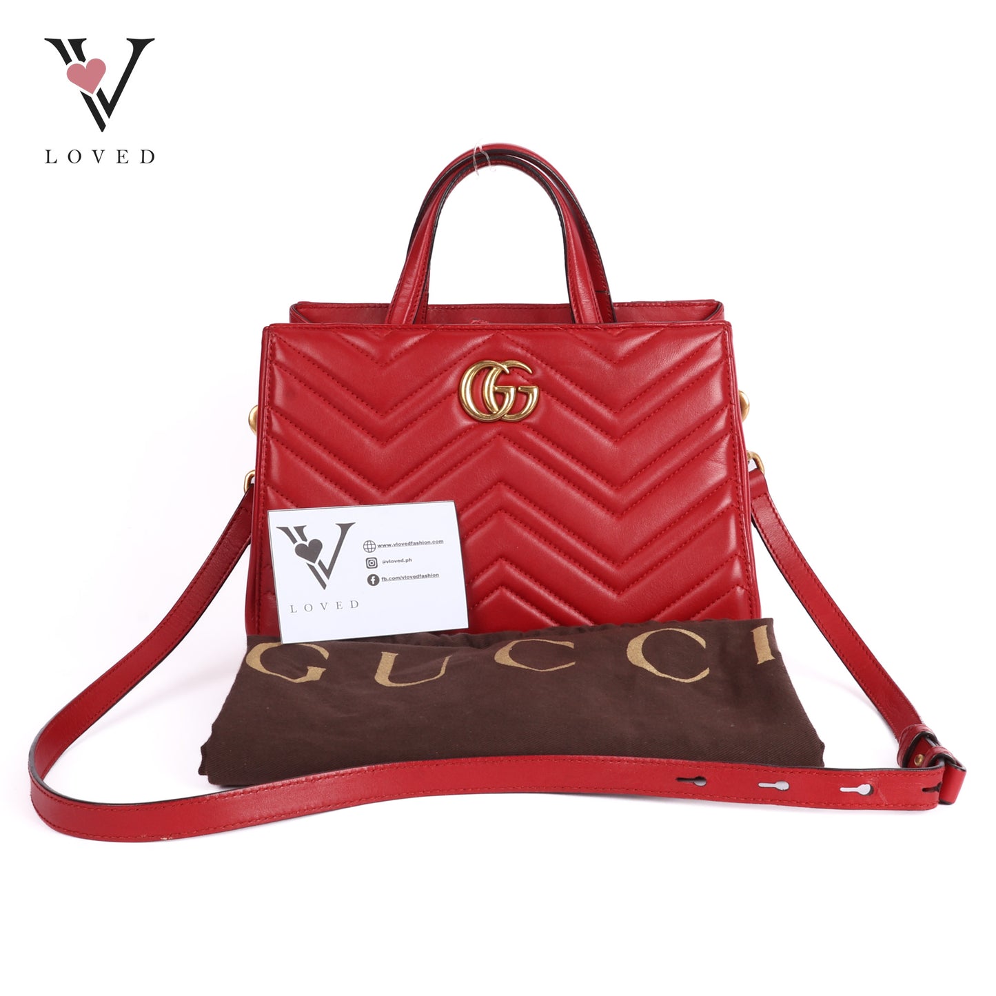 Marmont Shoulder Bag in Red Leather