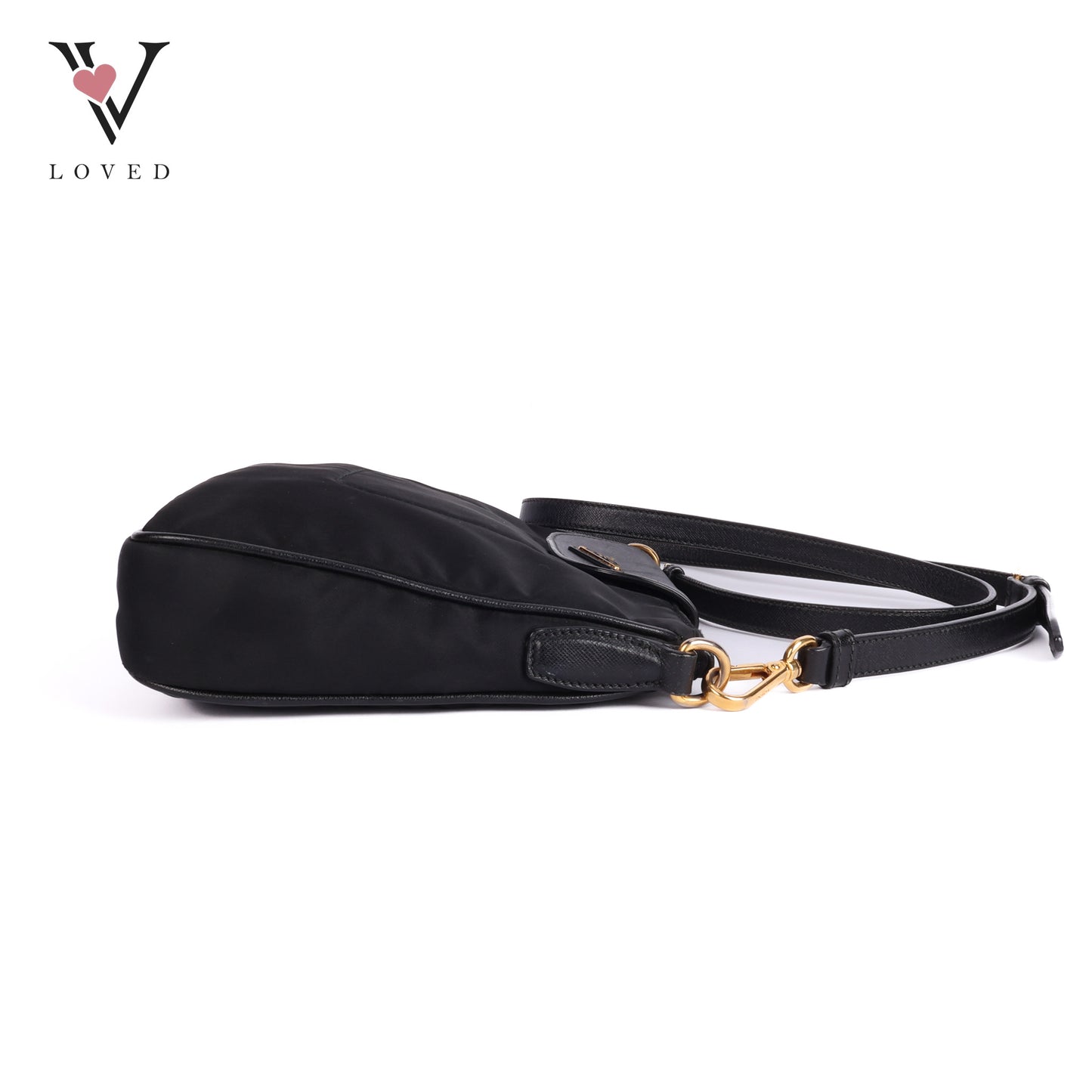 Black Nylon And Leather Trim Messenger Bag
