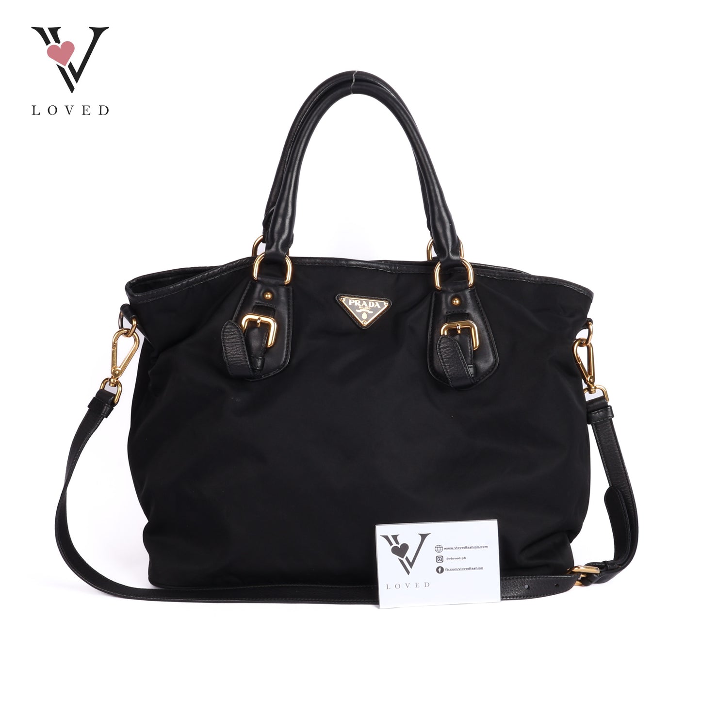 Tessuto Logo Tote In Black Nylon