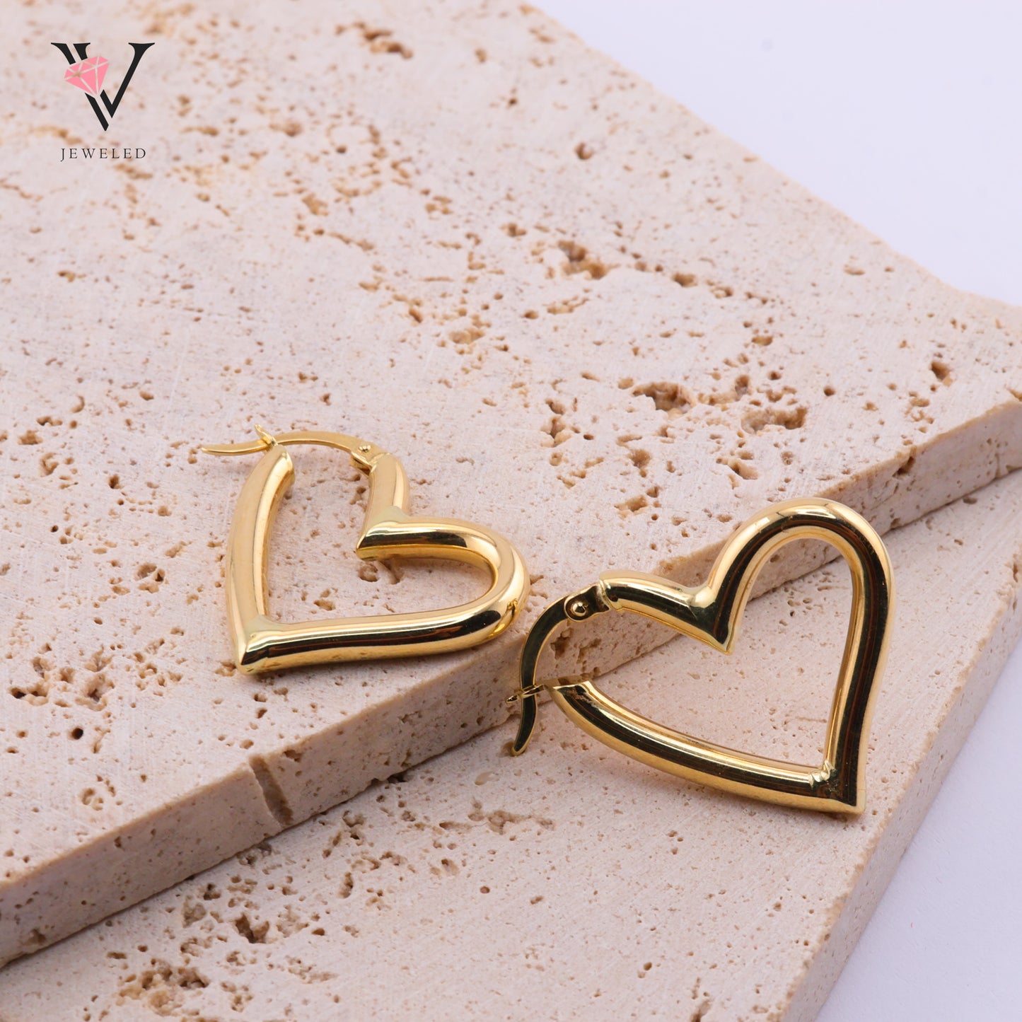 Golden Heart Hoop Earrings