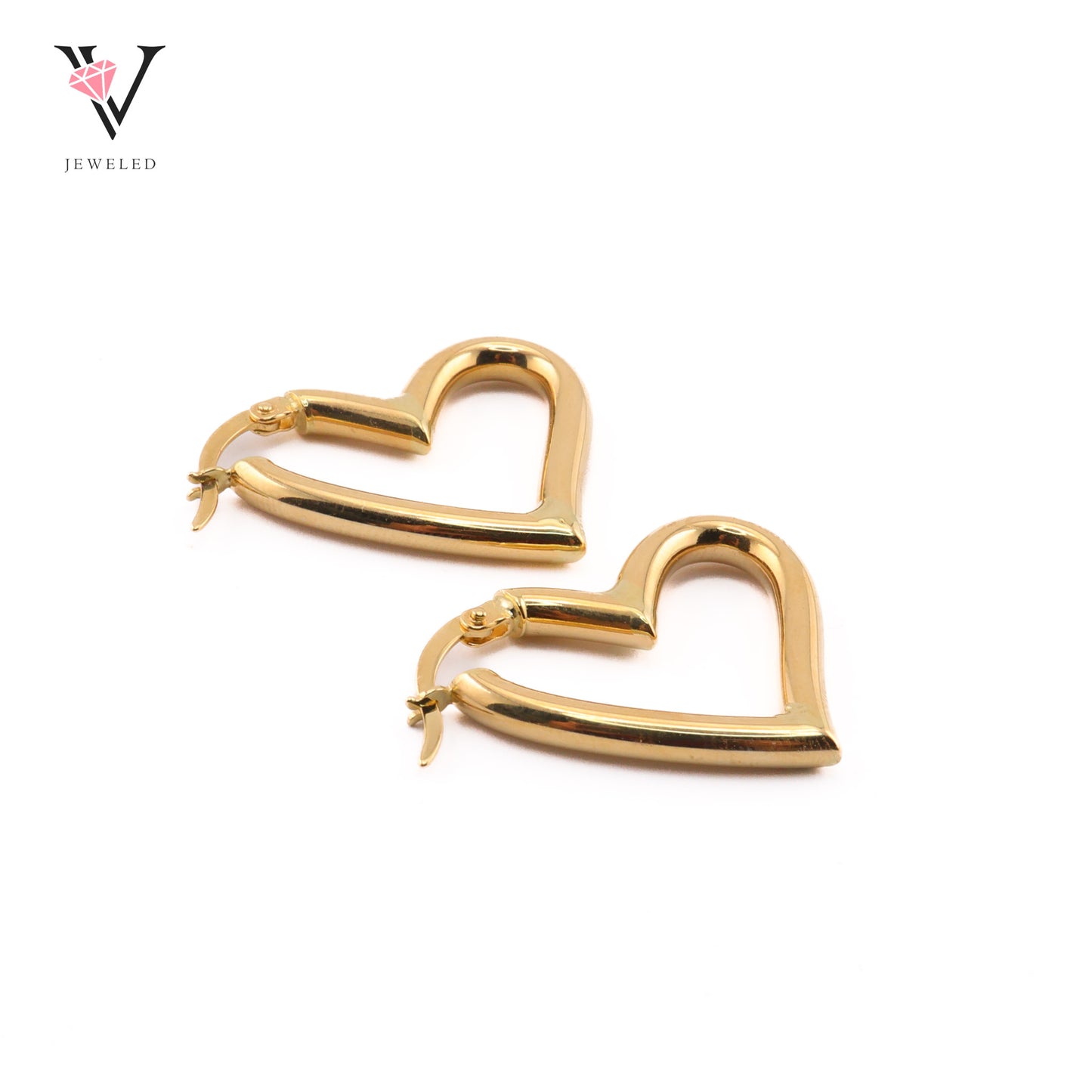 Golden Heart Hoop Earrings