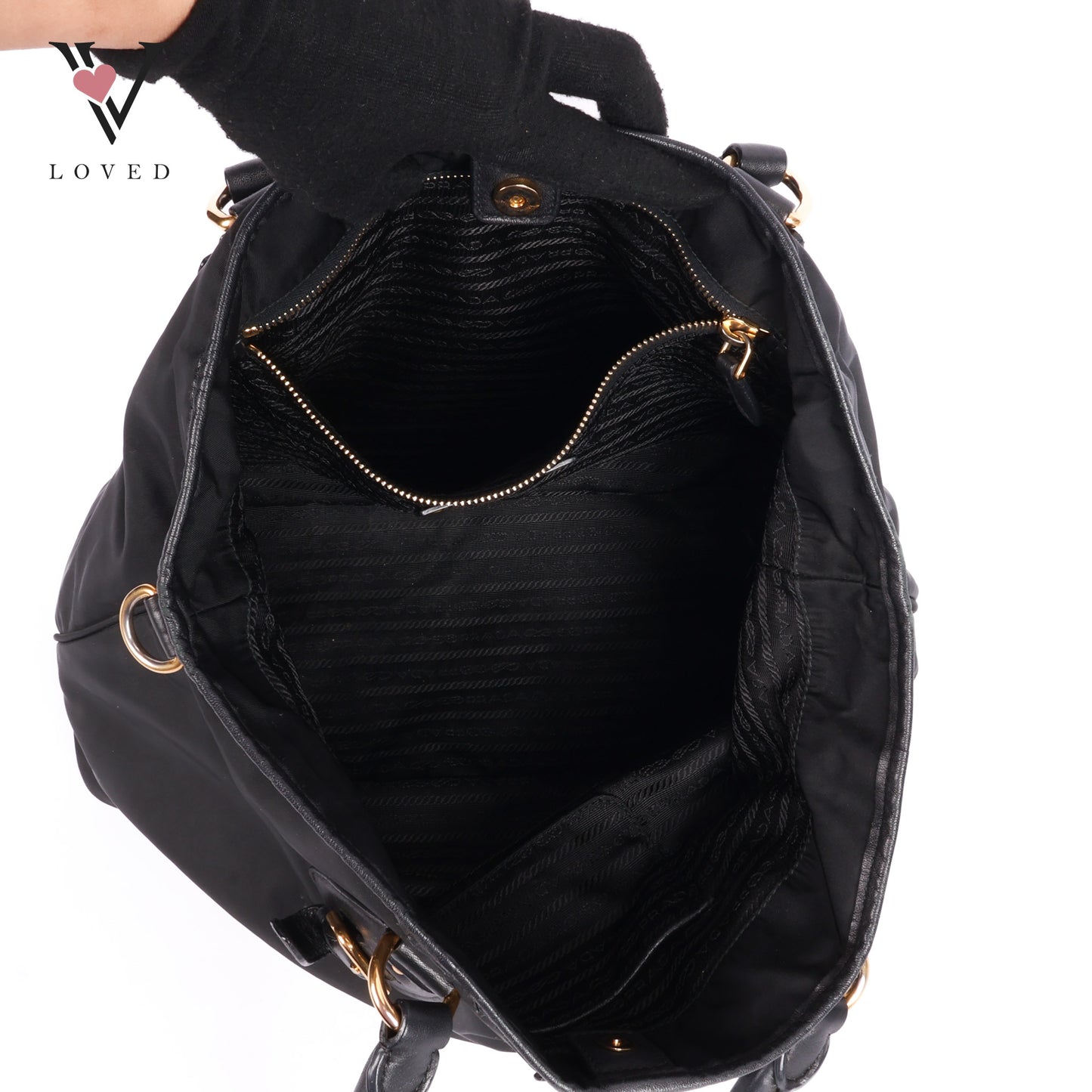Tessuto Logo Tote In Black Nylon