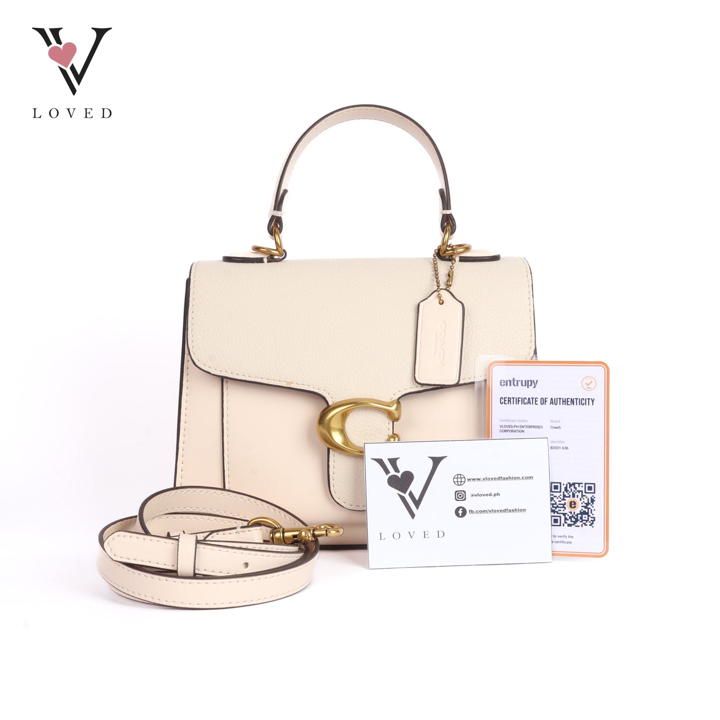 White Tabby Top Handle Bag