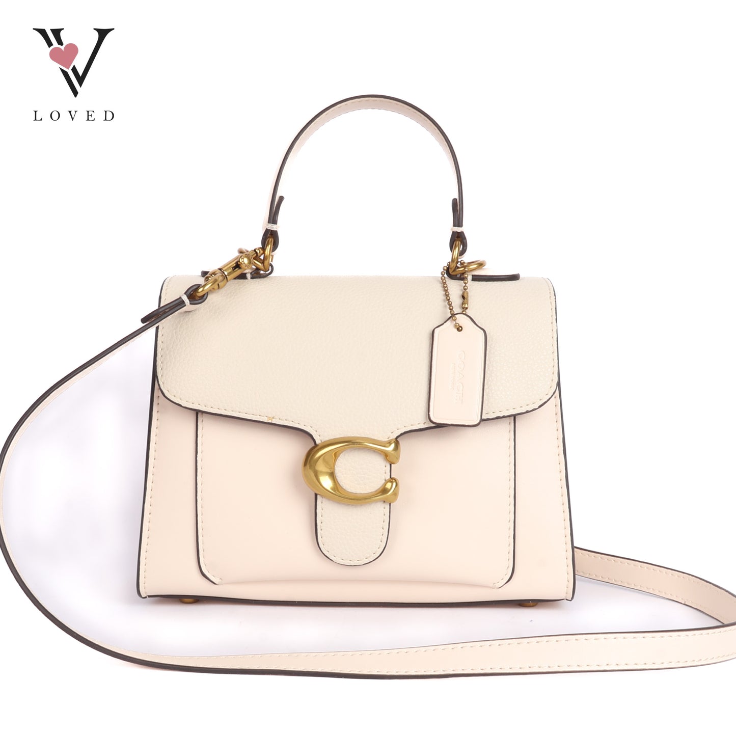 White Tabby Top Handle Bag