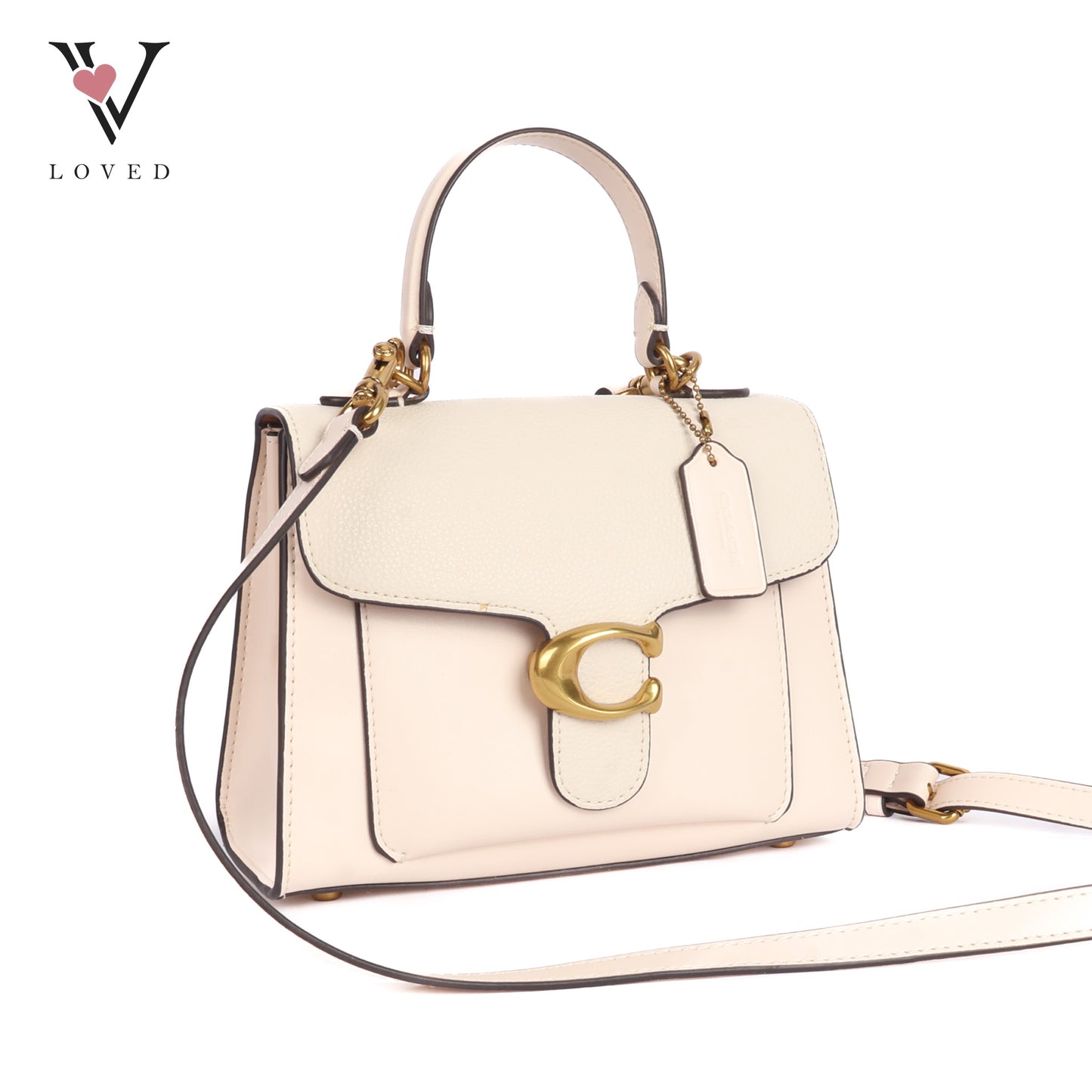 White Tabby Top Handle Bag