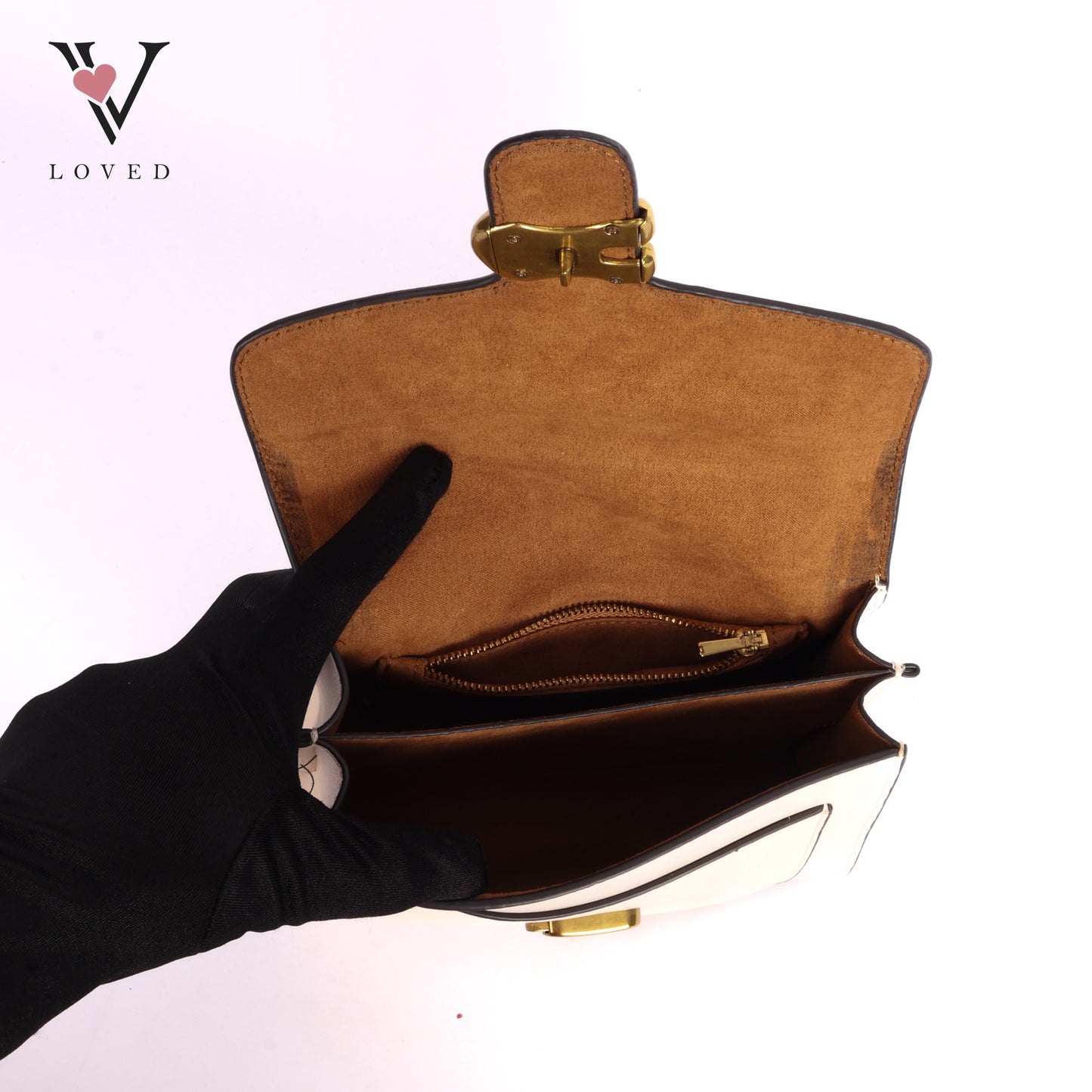 White Tabby Top Handle Bag