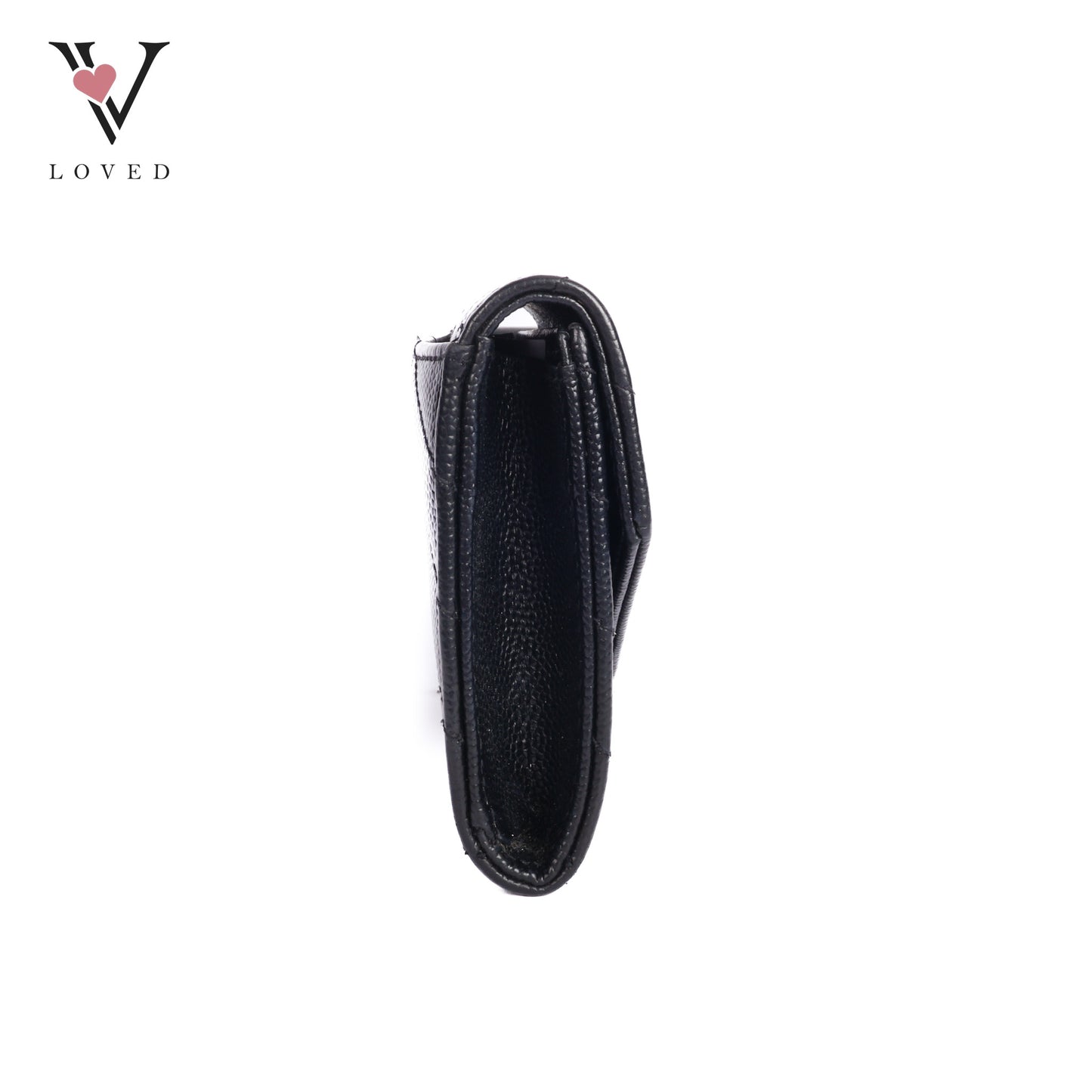 Cassandre Matelasse Small Envelope Wallet in Grain De Poudre Embossed Leather Black