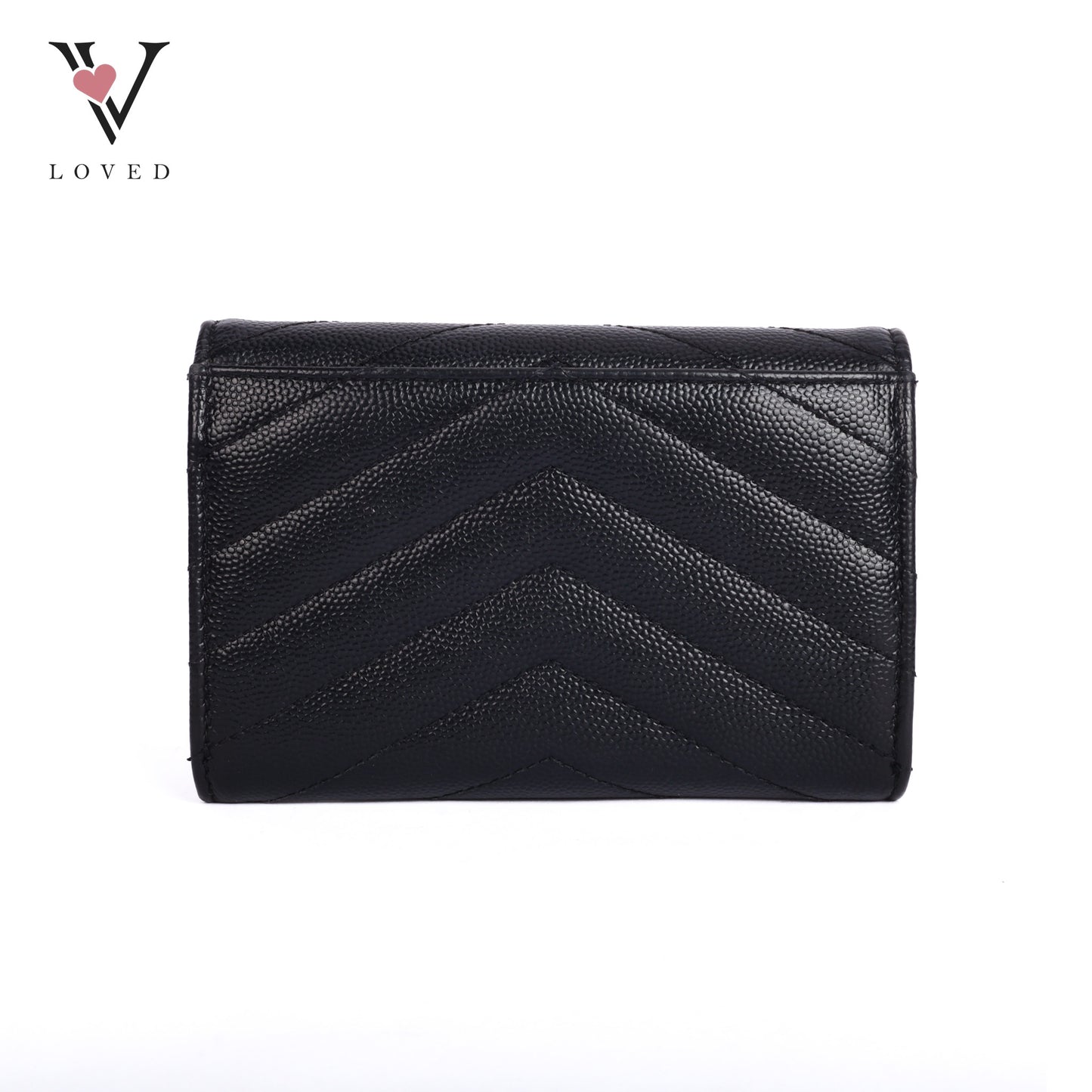 Cassandre Matelasse Small Envelope Wallet in Grain De Poudre Embossed Leather Black