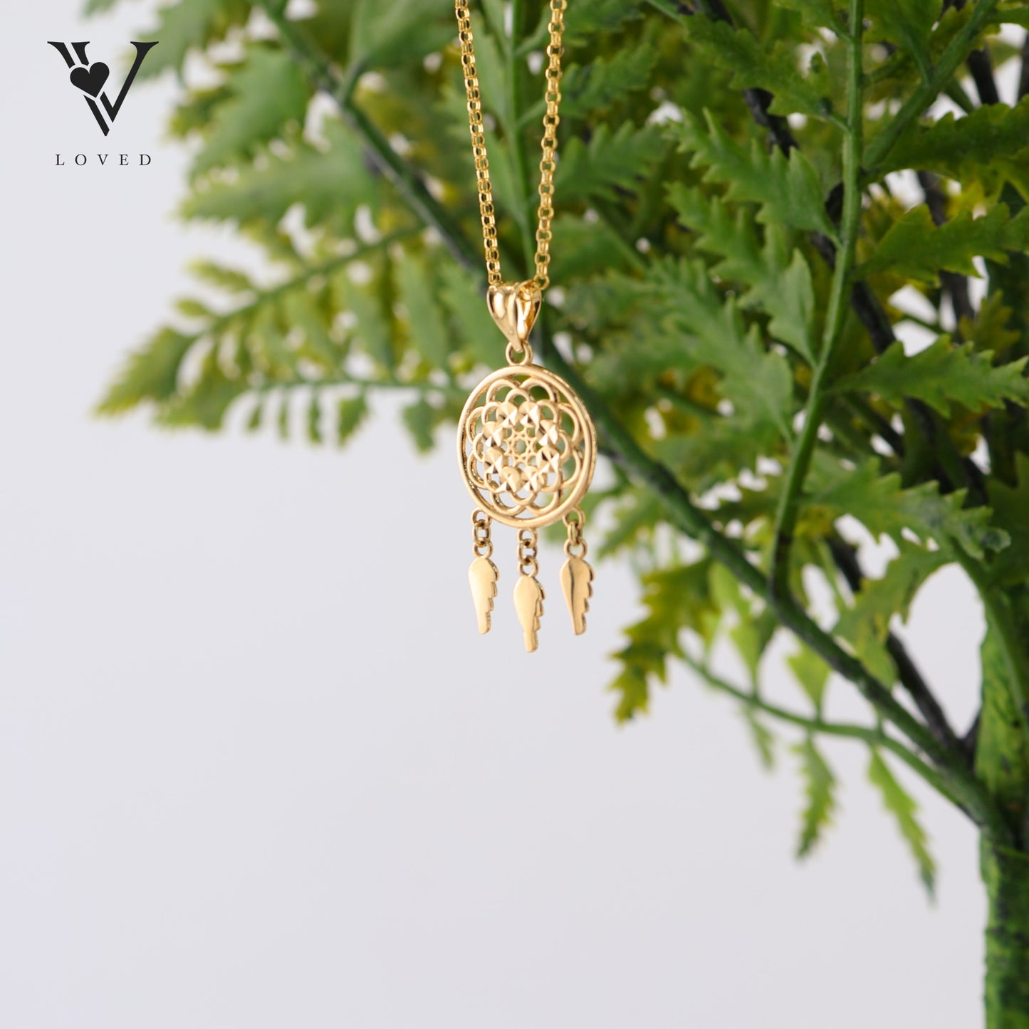 Gold Dream Catcher Pendant