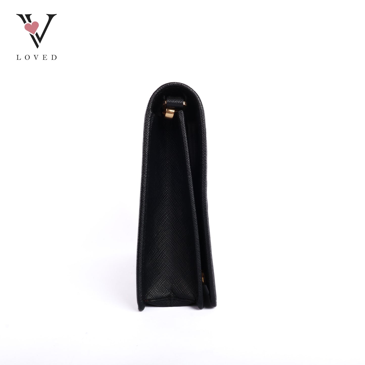 Black Leather Saffiano Lux Chain Bag