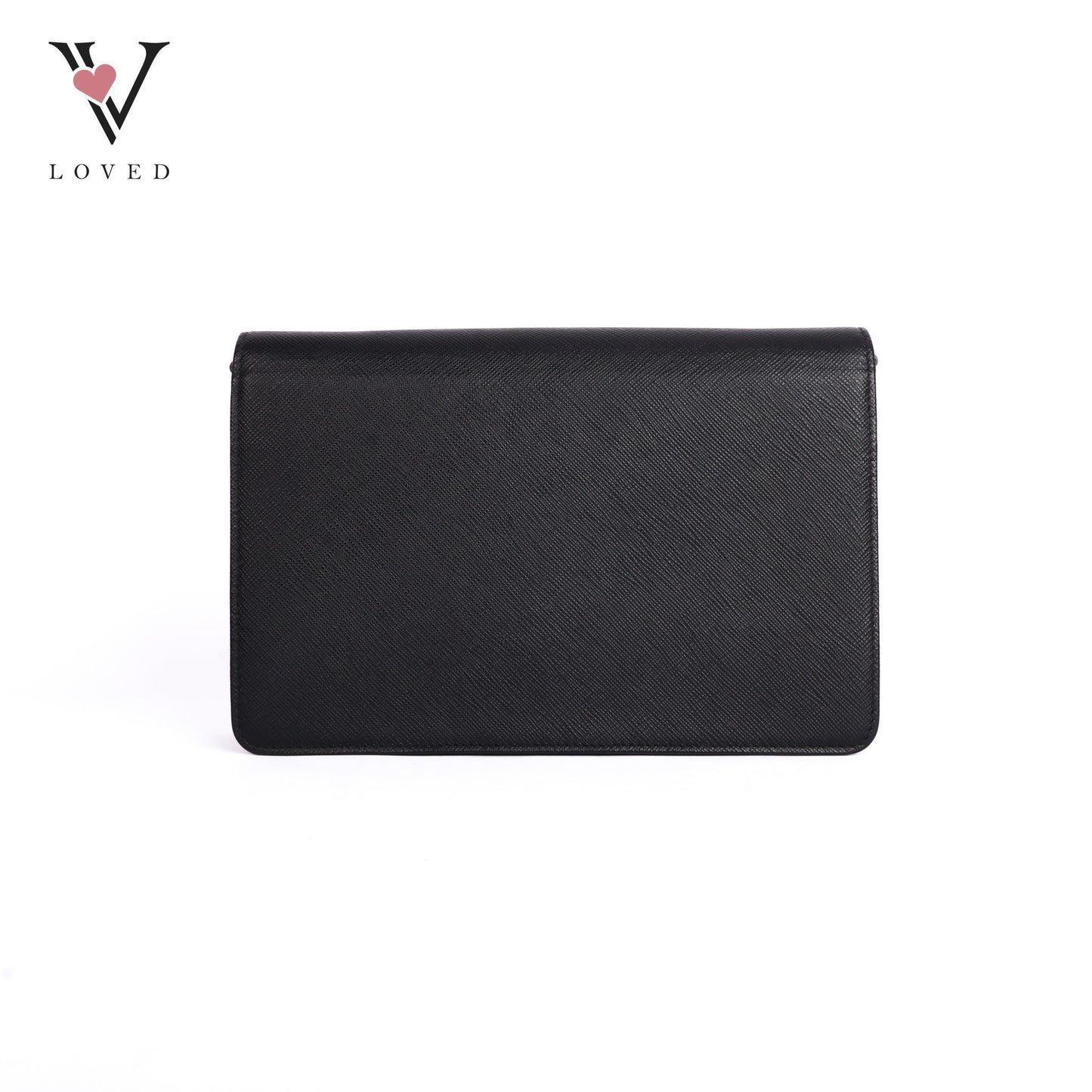 Black Leather Saffiano Lux Chain Bag