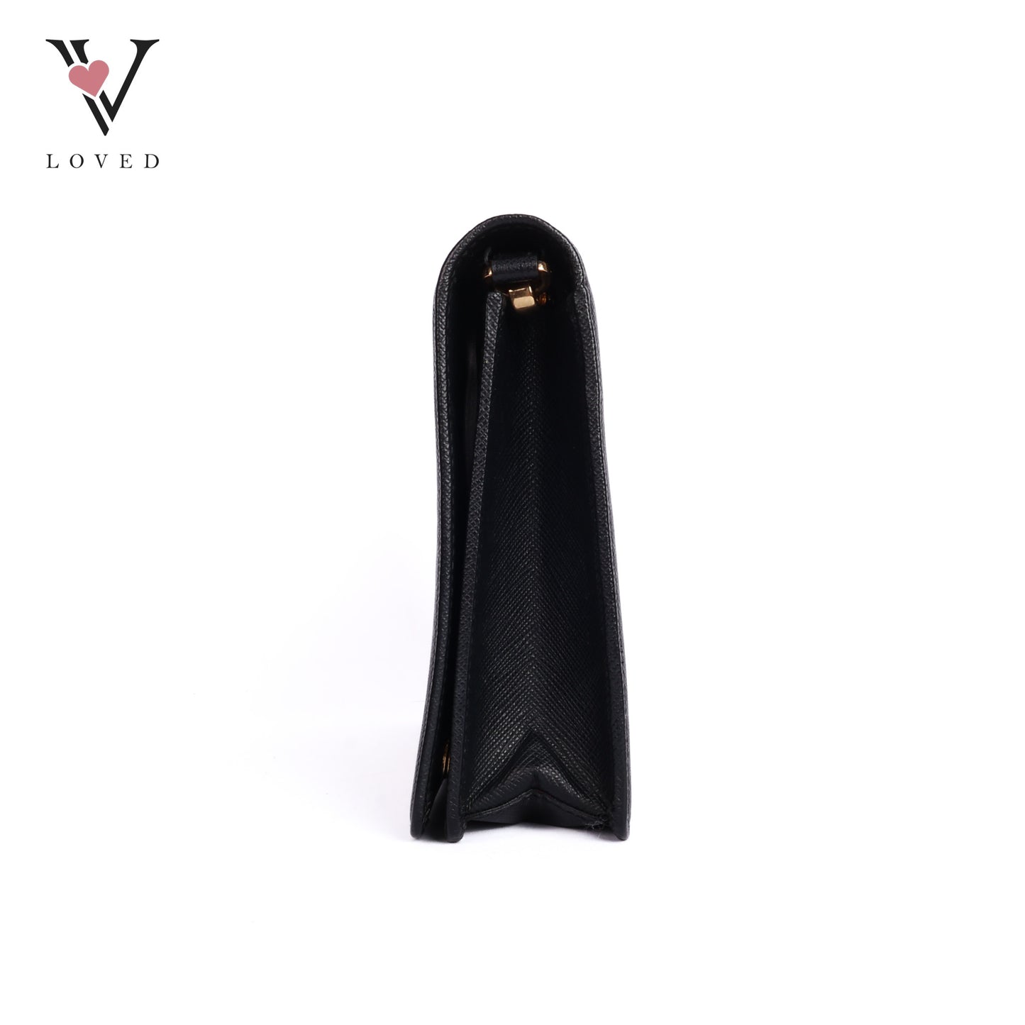 Black Leather Saffiano Lux Chain Bag