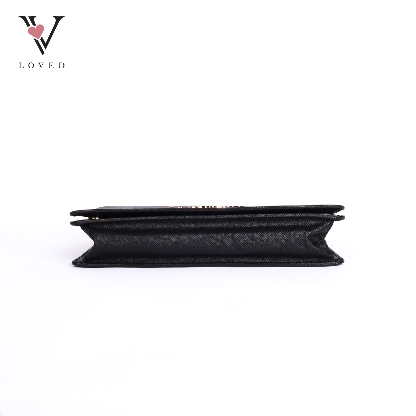 Black Leather Saffiano Lux Chain Bag