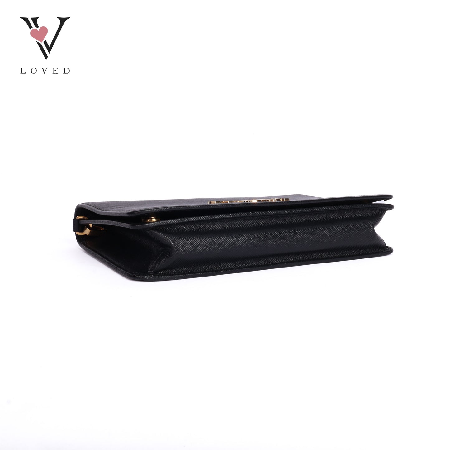 Black Leather Saffiano Lux Chain Bag