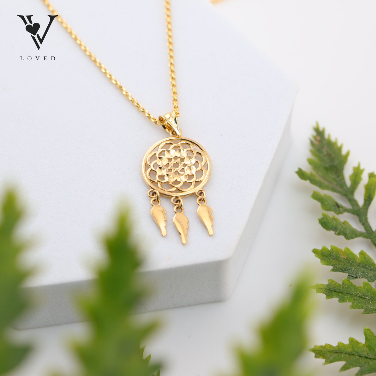 Gold Dream Catcher Pendant