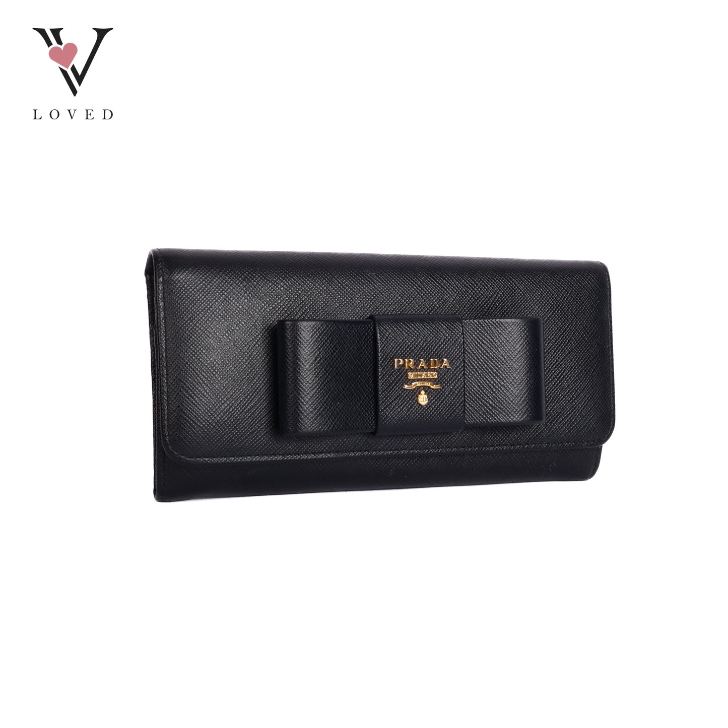 Black Saffiano Leather Bow Continental Wallet