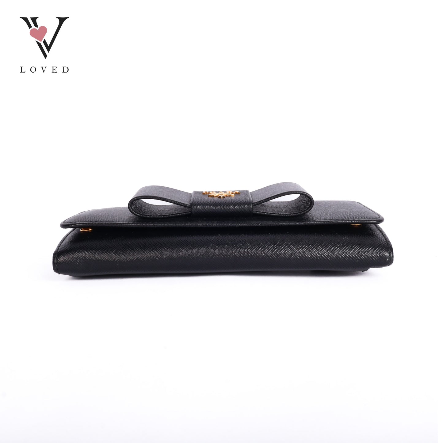 Black Saffiano Leather Bow Continental Wallet