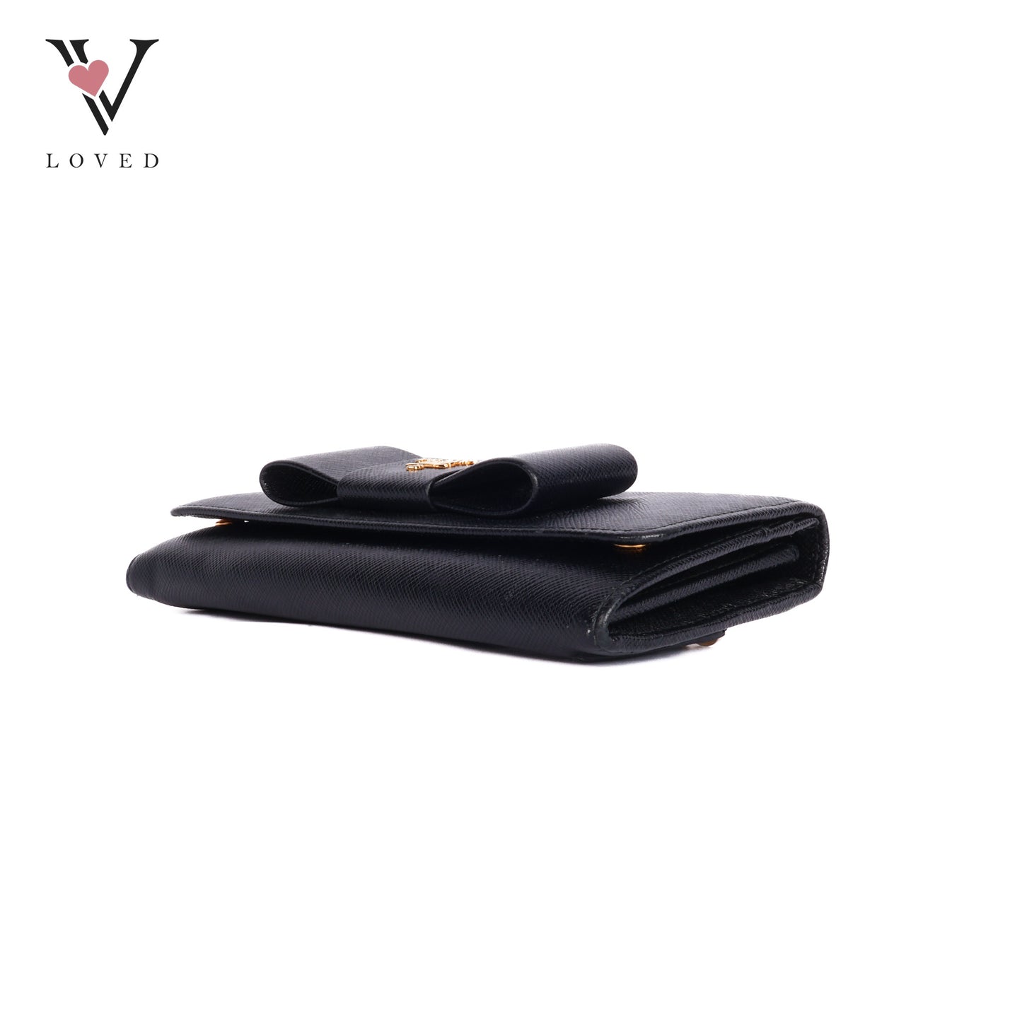 Black Saffiano Leather Bow Continental Wallet