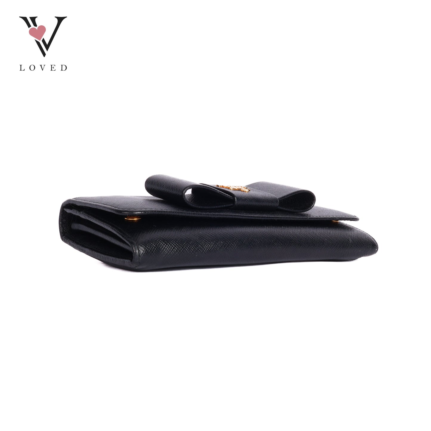 Black Saffiano Leather Bow Continental Wallet