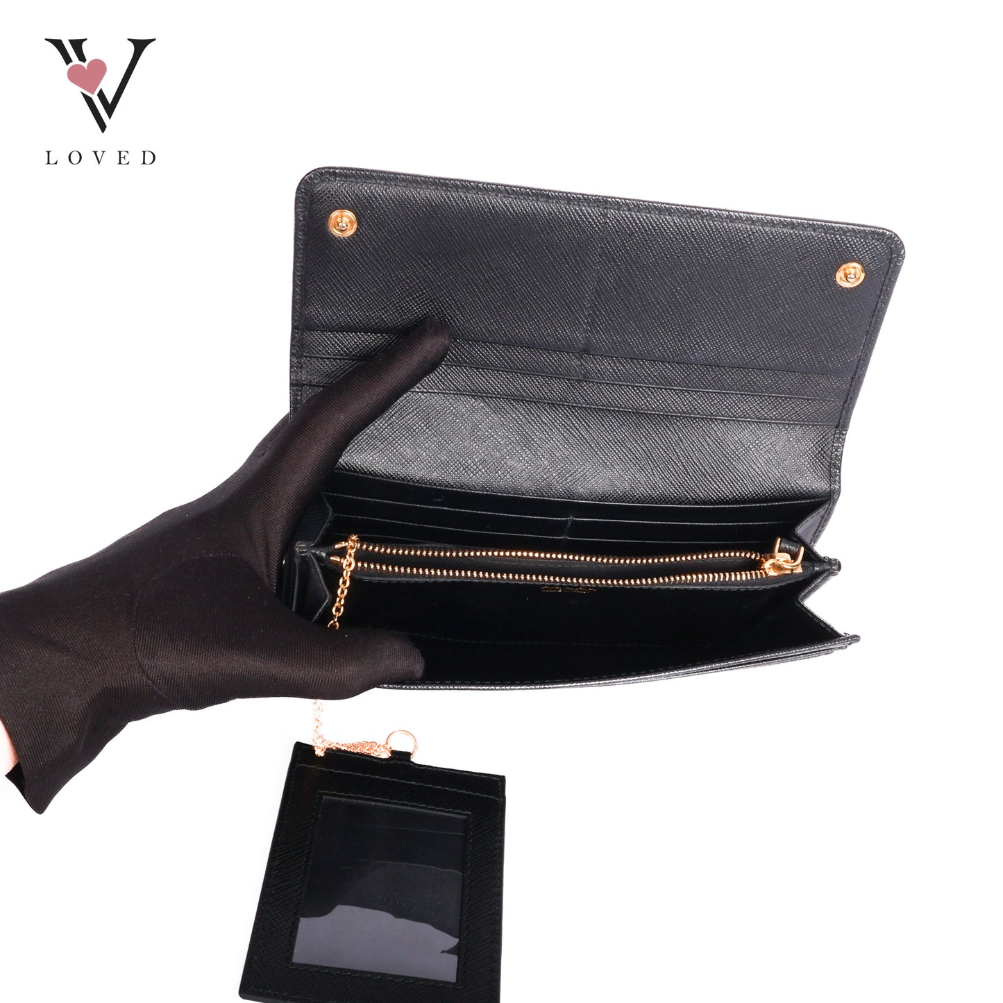 Black Saffiano Leather Bow Continental Wallet