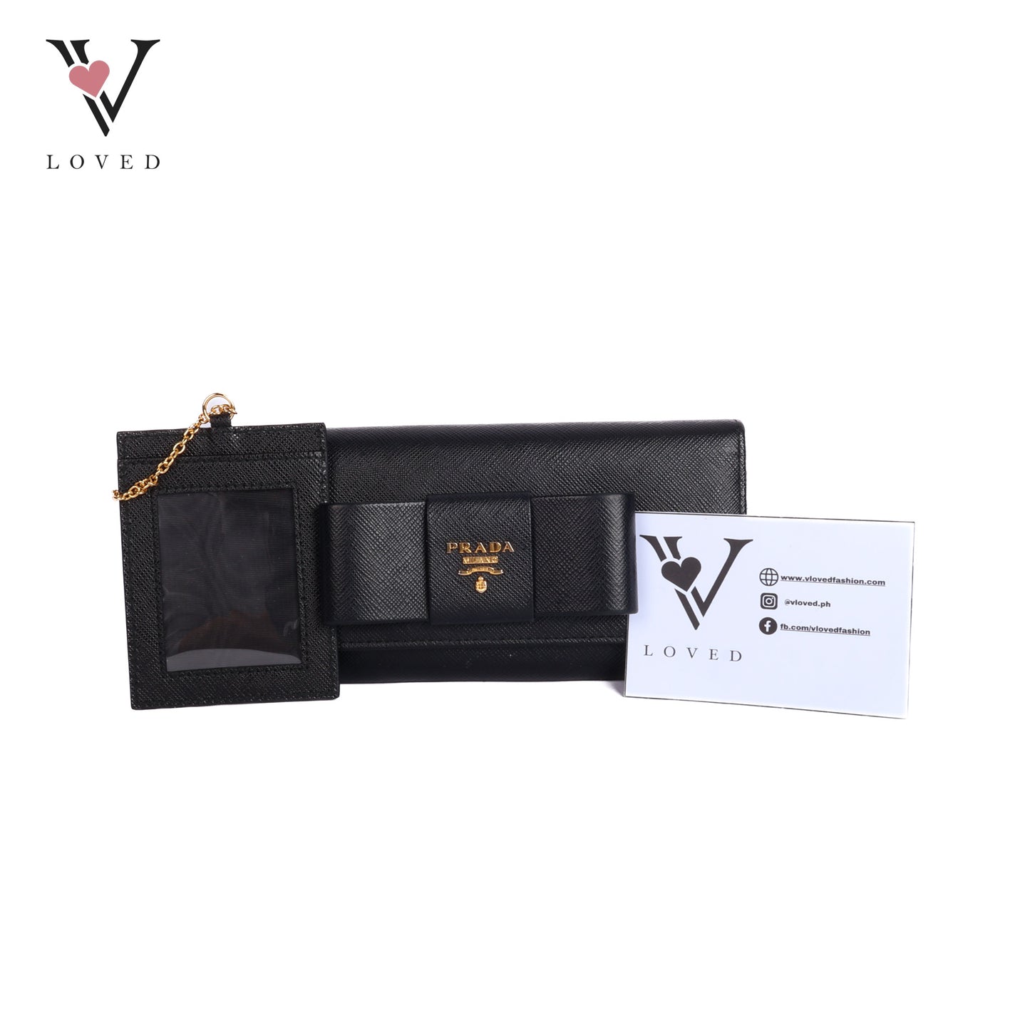 Black Saffiano Leather Bow Continental Wallet