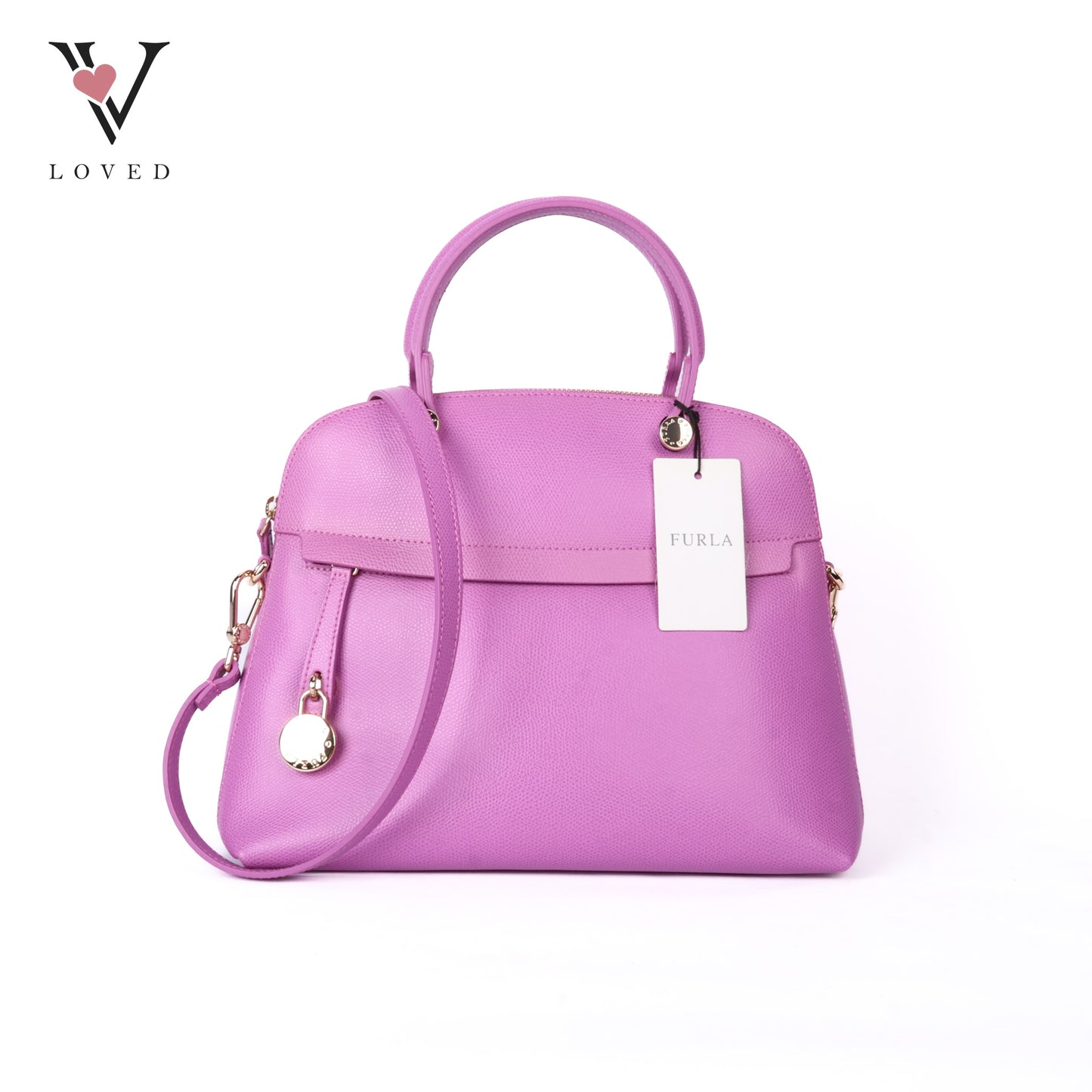 Piper Purple Leather Dome Handbag