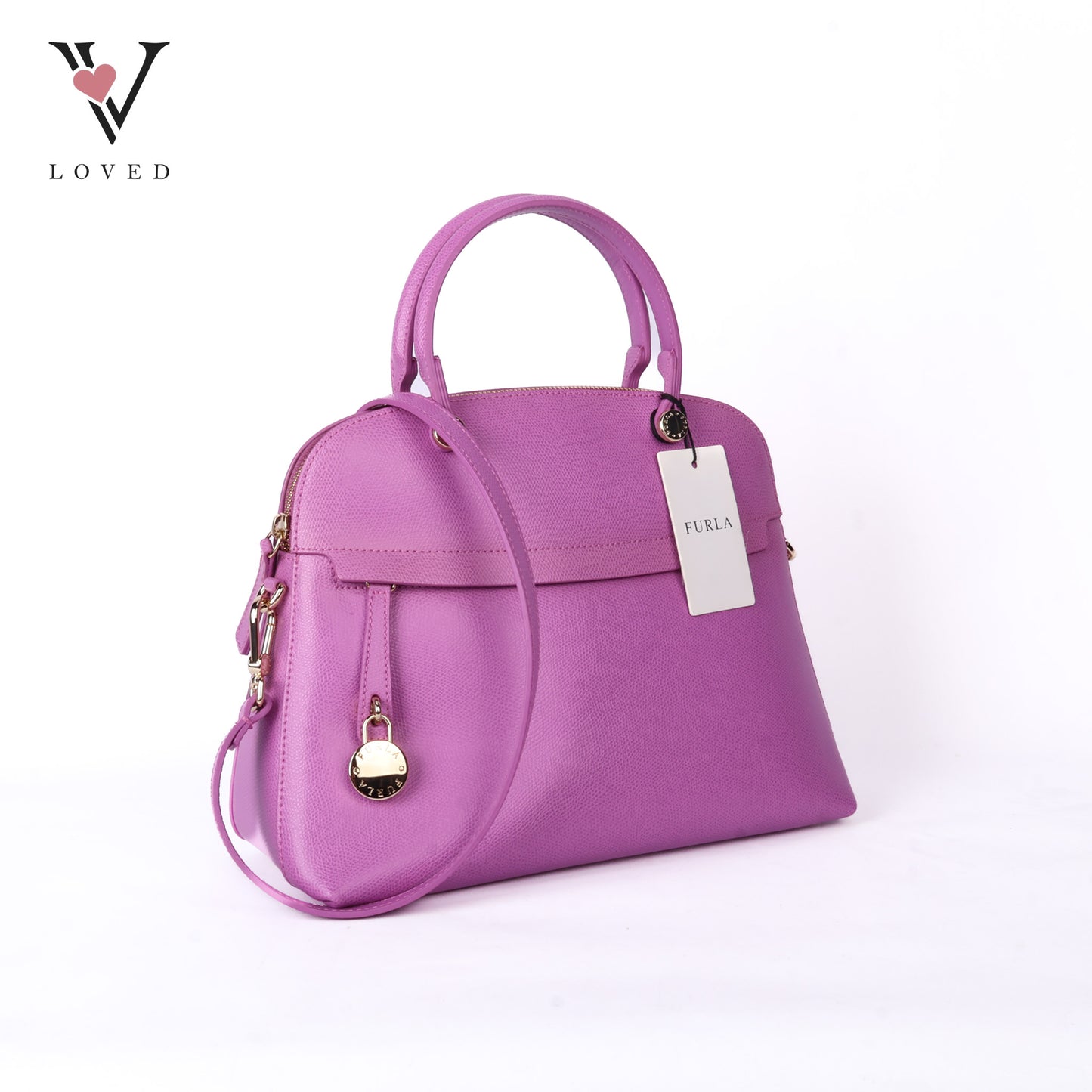 Piper Purple Leather Dome Handbag