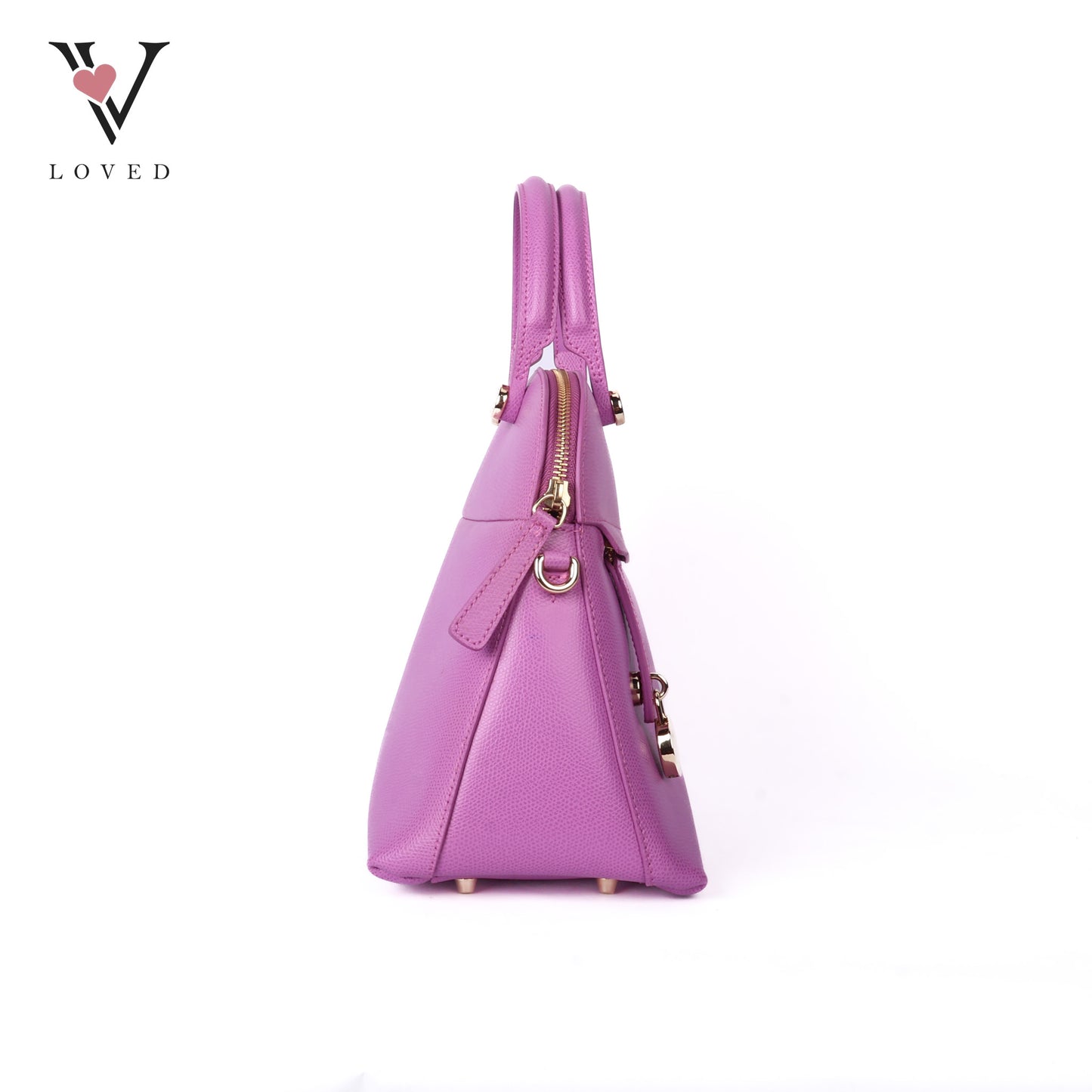 Piper Purple Leather Dome Handbag