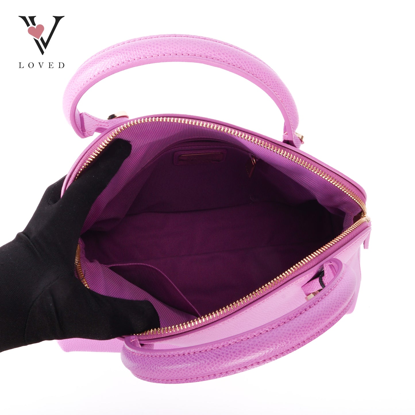 Piper Purple Leather Dome Handbag