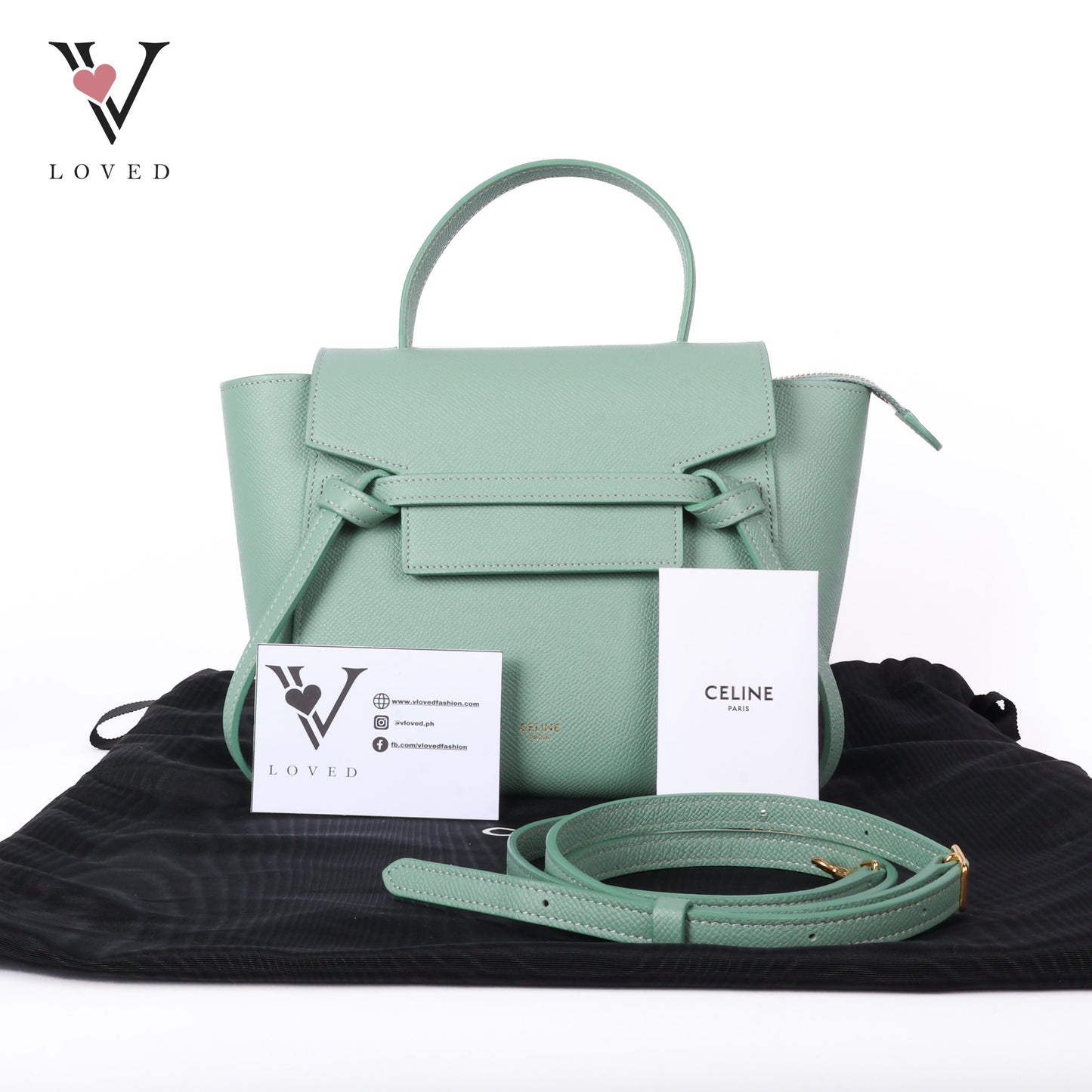 Nano Grained Calfskin Belt Bag Ice Mint