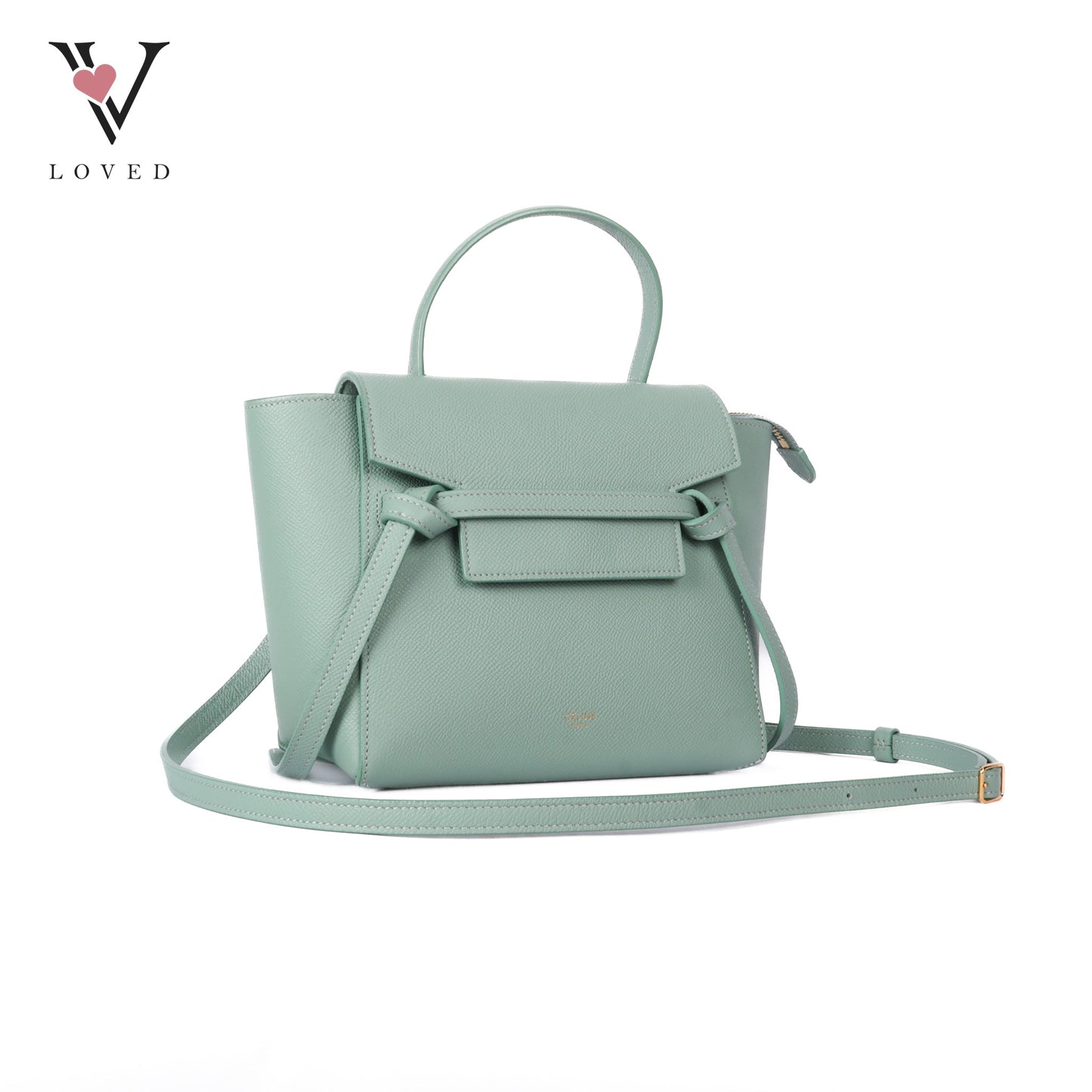 Nano Grained Calfskin Belt Bag Ice Mint