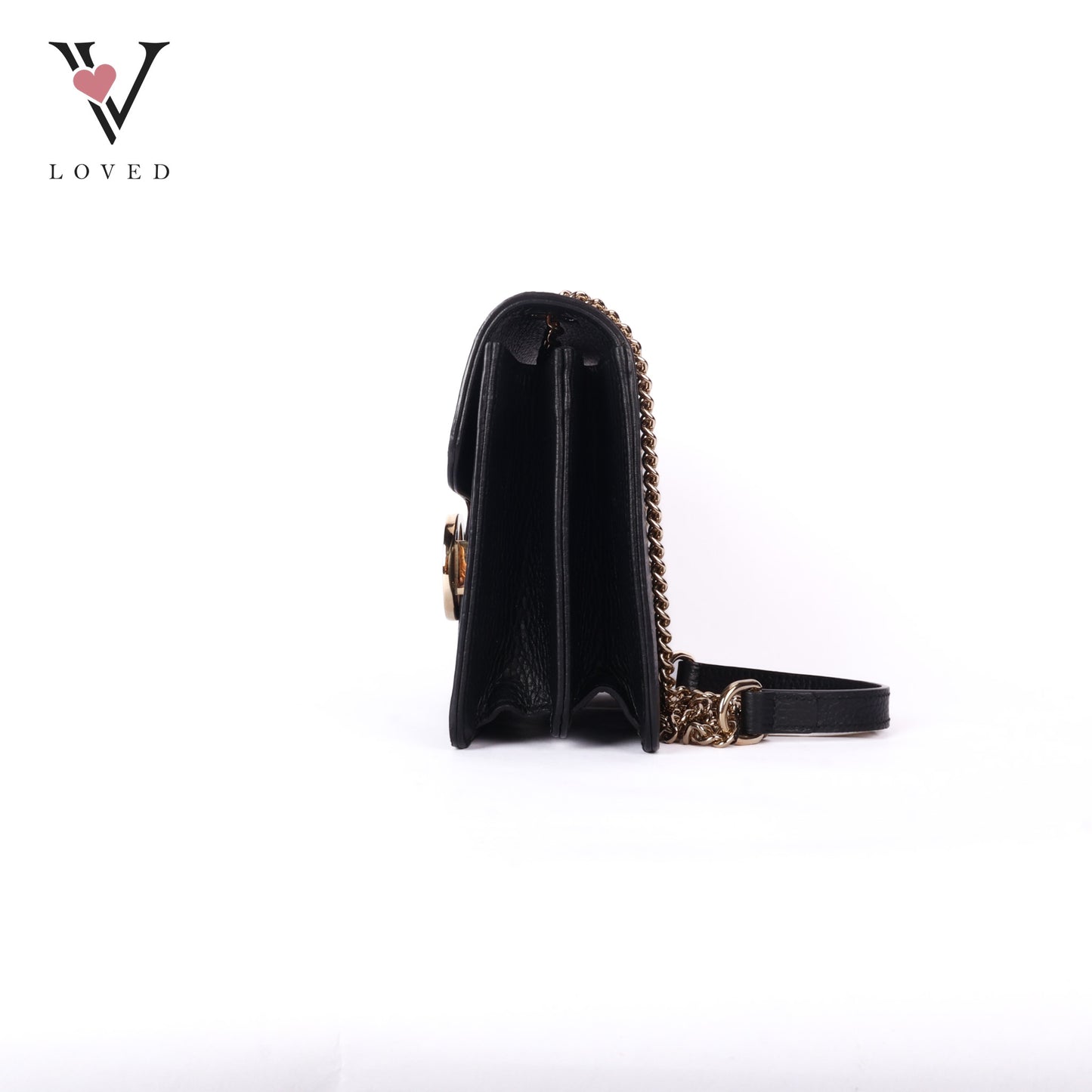 Black Leather Interlocking GG Shoulder Bag
