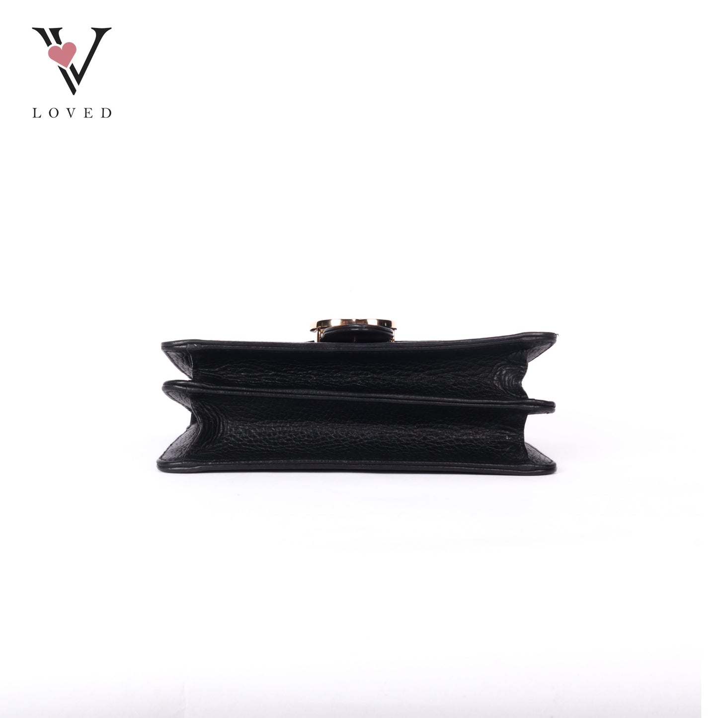 Black Leather Interlocking GG Shoulder Bag