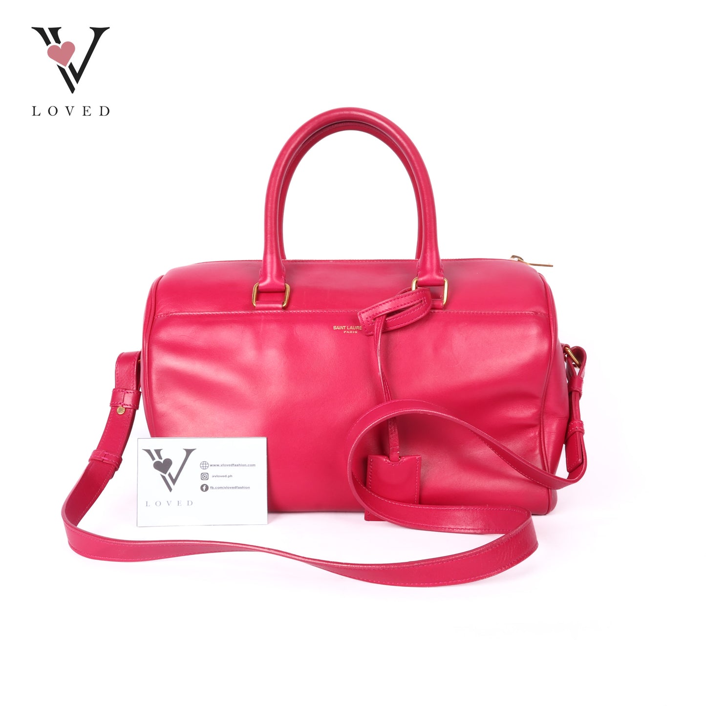 Duffle Leather Two-Way Handbag In Pink
