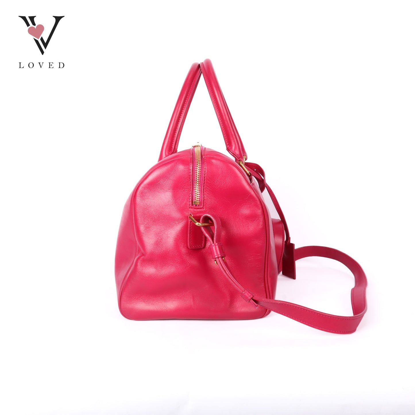Duffle Leather Two-Way Handbag In Pink