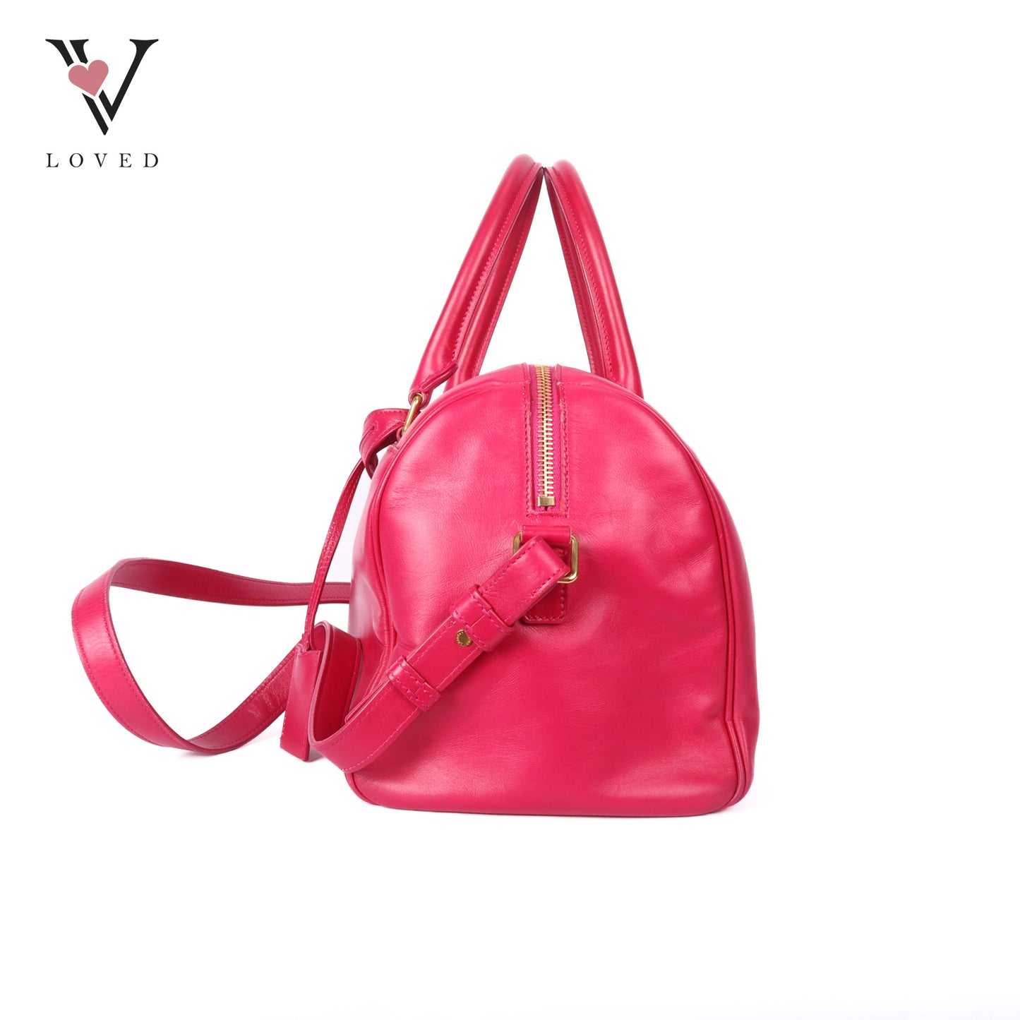 Duffle Leather Two-Way Handbag In Pink