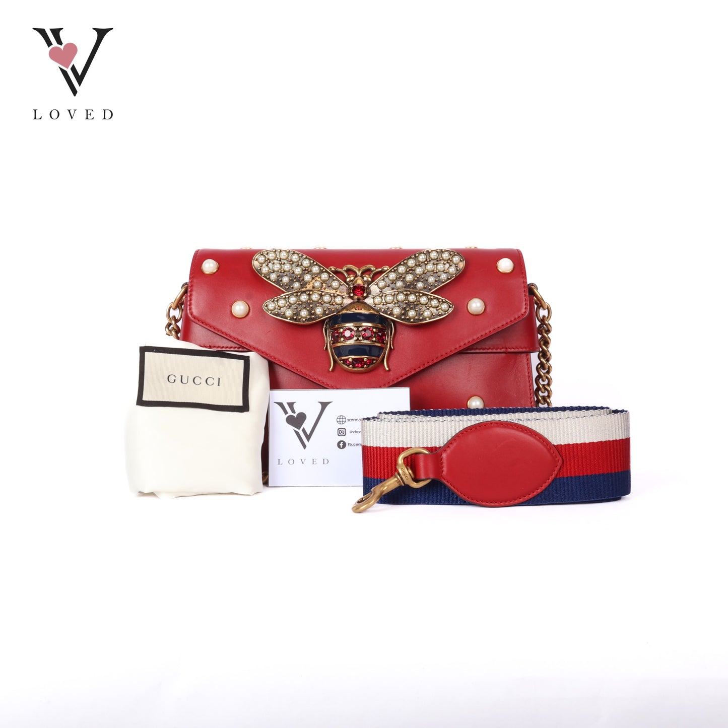 Nappa Pearl Studded Queen Margaret Broadway Shoulder In Hibiscus Red