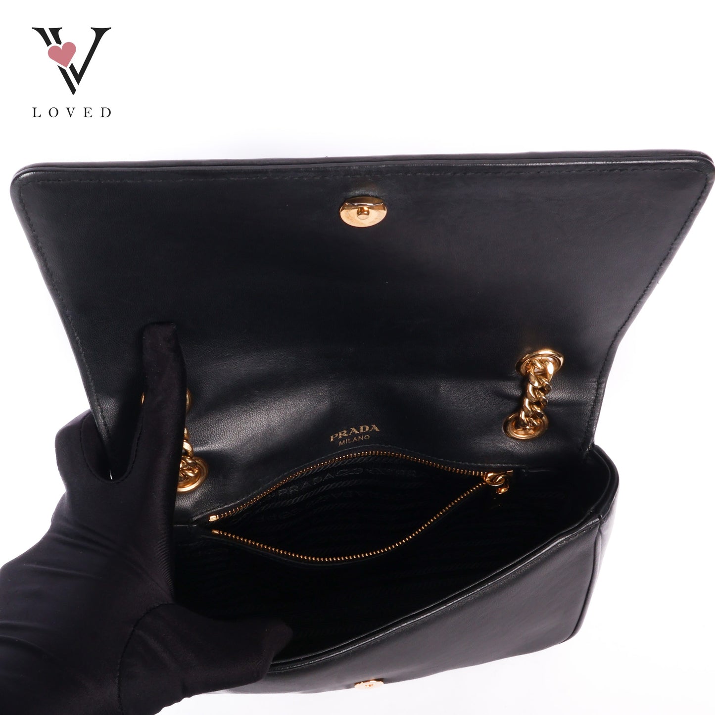 Chain Flap Shoulder Bag Nappa Gauffre