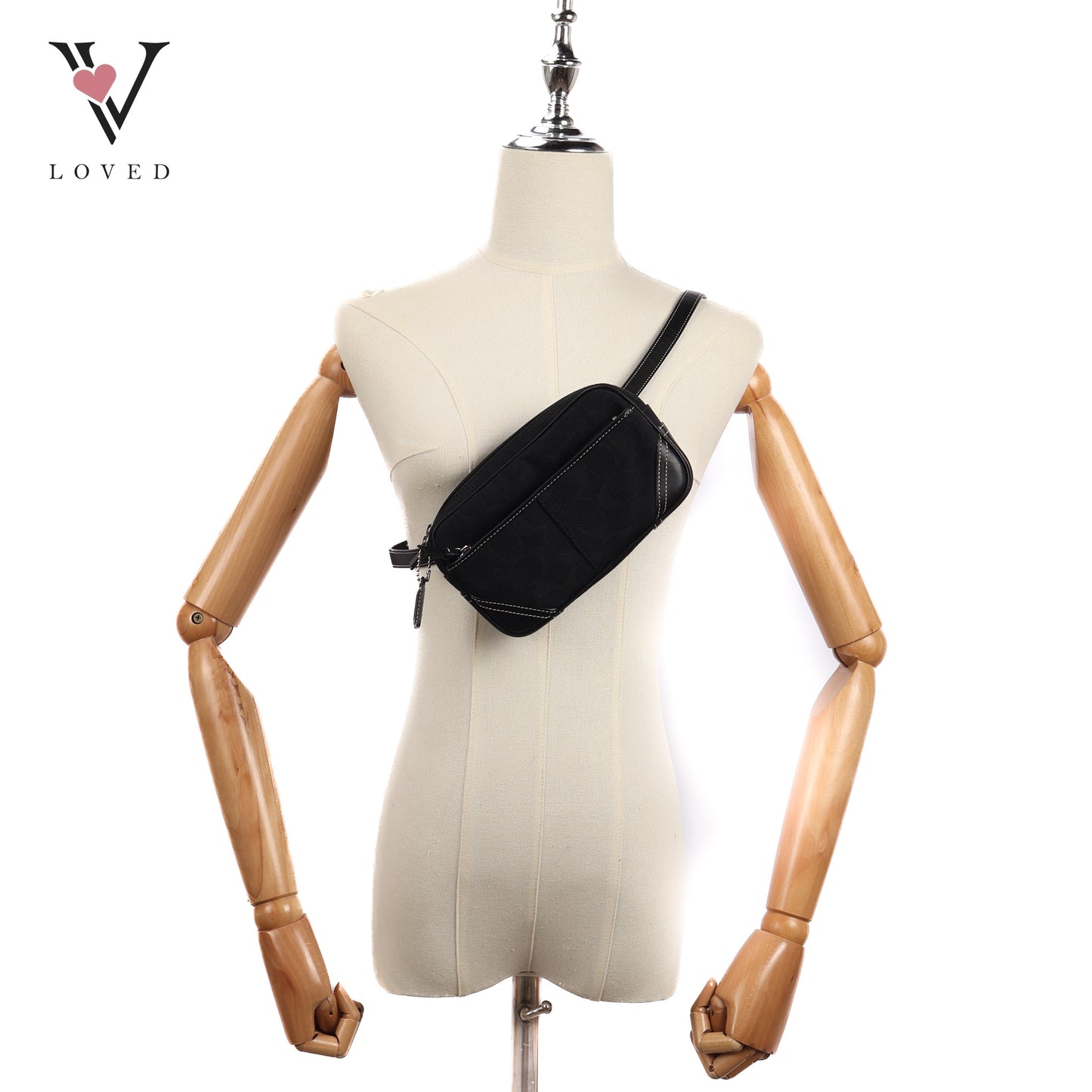 Waist Bag In Canvas Black Full Pattern