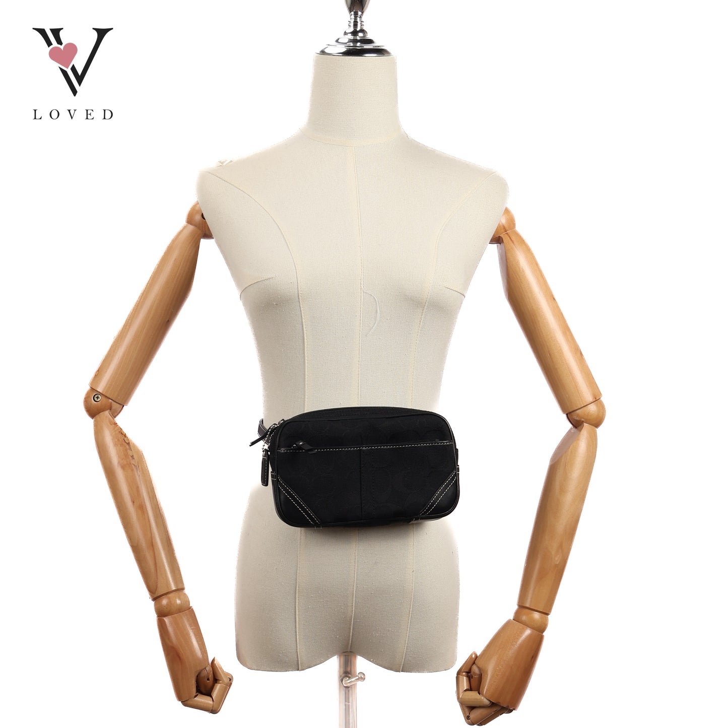Waist Bag In Canvas Black Full Pattern
